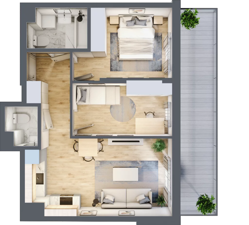 3 pokoje, mieszkanie 54,19 m², piętro 3, oferta nr B.79, Hi Mokotów, Warszawa, Ursynów, Wyczółki, ul. Bokserska 63