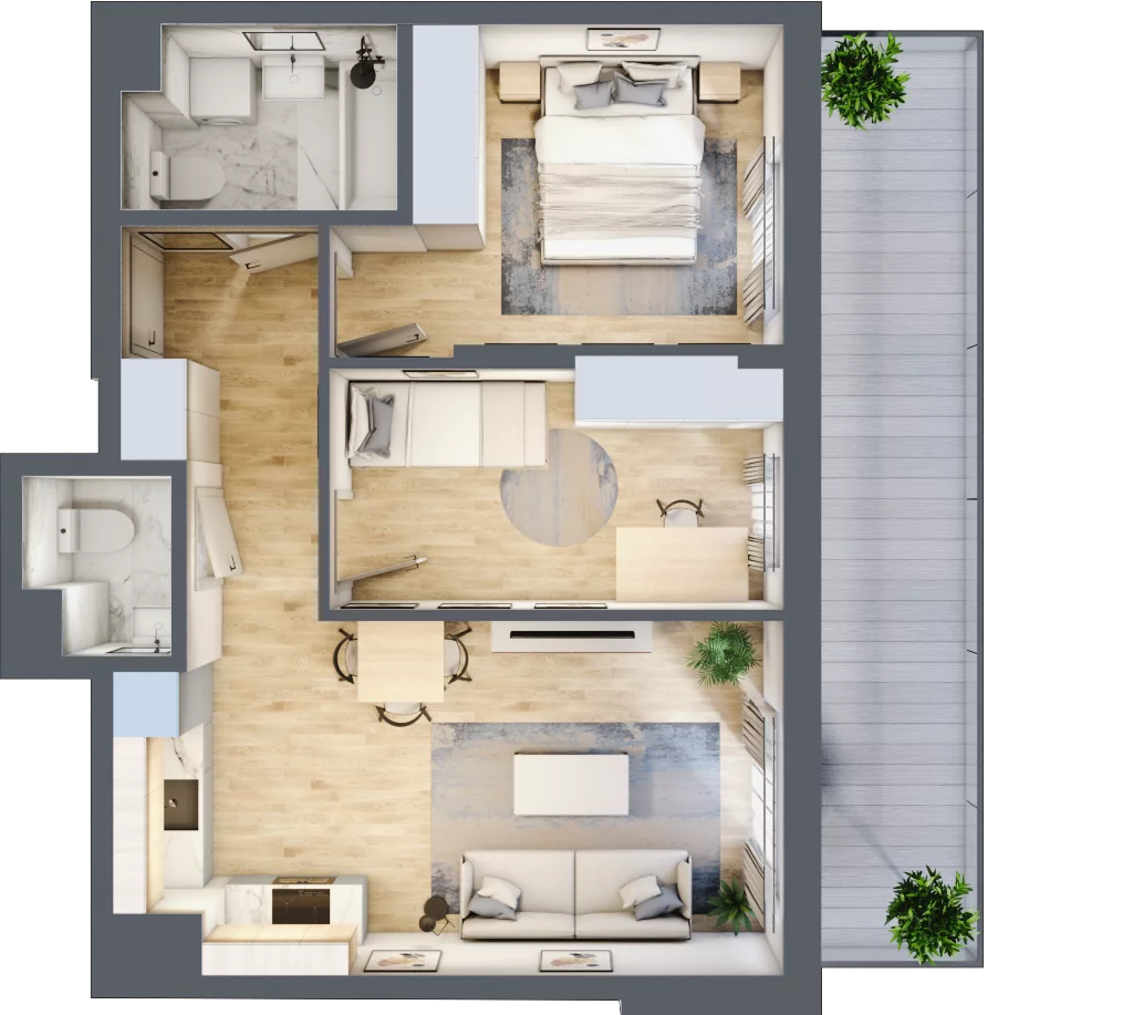3 pokoje, mieszkanie 54,19 m², piętro 4, oferta nr B.83, Hi Mokotów, Warszawa, Ursynów, Wyczółki, ul. Bokserska 63