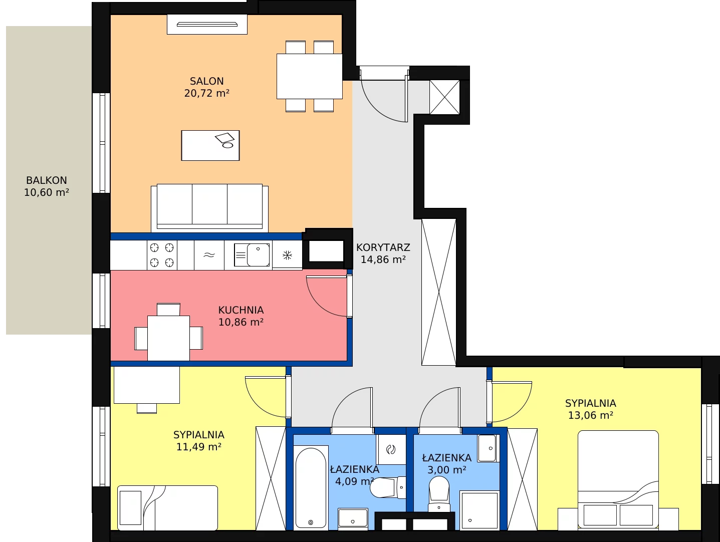 Zalety mieszkania 81.12 m², B.84