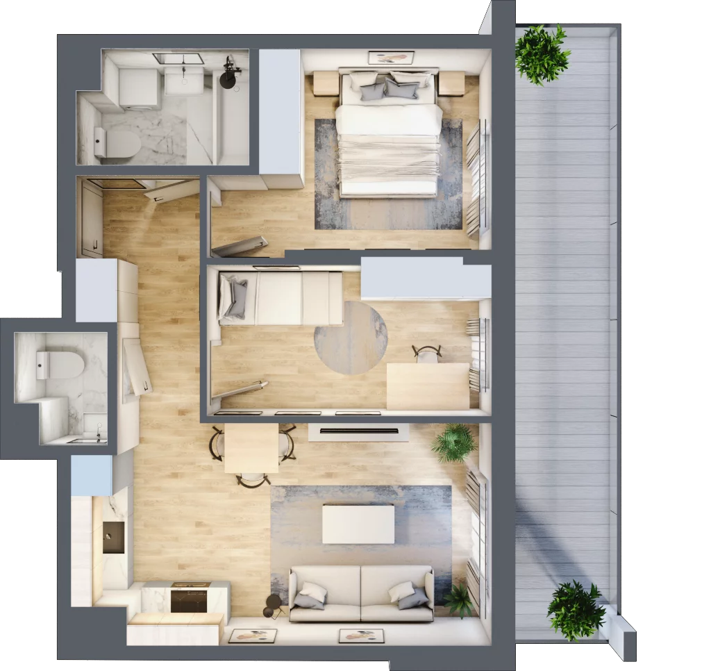 3 pokoje, mieszkanie 54,19 m², piętro 5, oferta nr B.87, Hi Mokotów, Warszawa, Ursynów, Wyczółki, ul. Bokserska 63