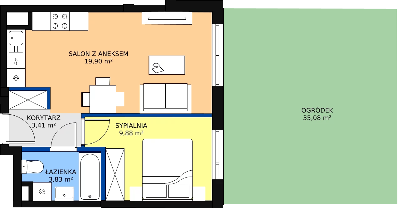 Zalety mieszkania 38.44 m², B.98