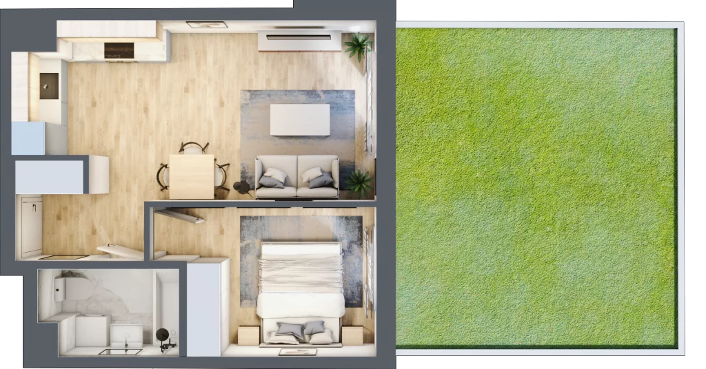 2 pokoje, mieszkanie 38,44 m², parter, oferta nr B.98, Hi Mokotów, Warszawa, Ursynów, Wyczółki, ul. Bokserska 63