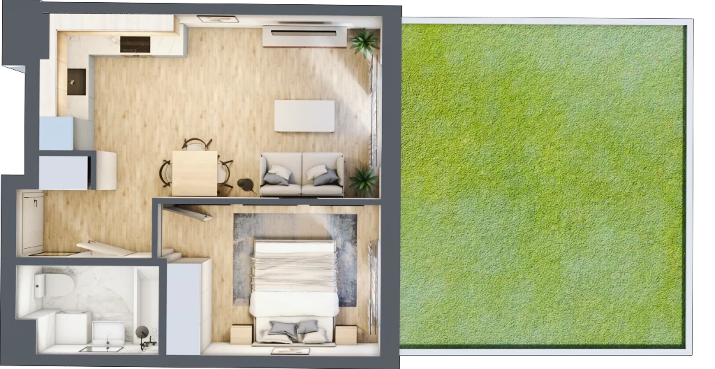 2 pokoje, mieszkanie 38,04 m², parter, oferta nr B.99, Hi Mokotów, Warszawa, Ursynów, Wyczółki, ul. Bokserska 63