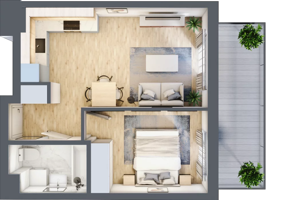 2 pokoje, mieszkanie 38,03 m², piętro 1, oferta nr B.103, Hi Mokotów, Warszawa, Ursynów, Wyczółki, ul. Bokserska 63