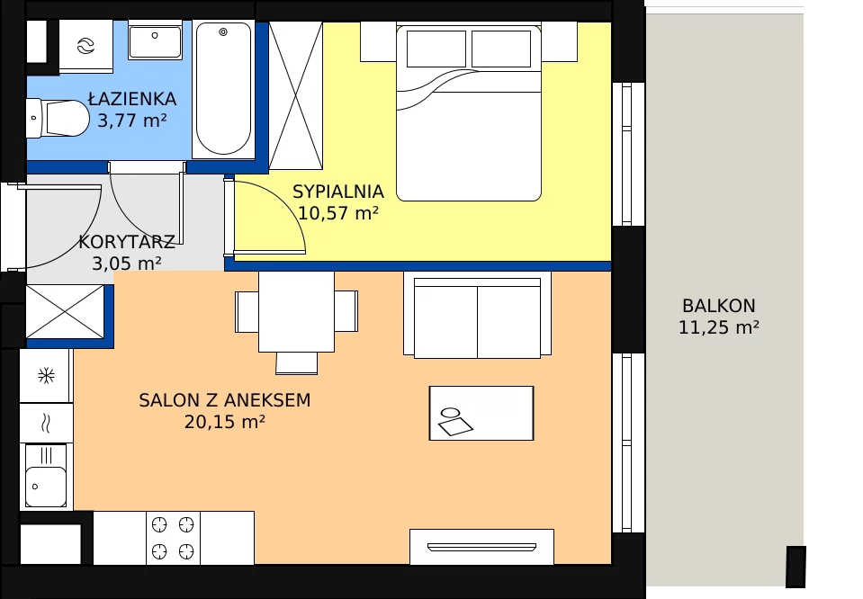 Zalety mieszkania 38.93 m², B.104
