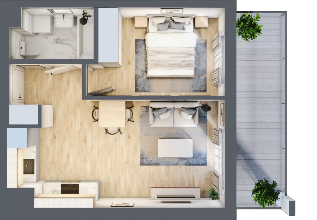 2 pokoje, mieszkanie 38,93 m², piętro 1, oferta nr B.104, Hi Mokotów, Warszawa, Ursynów, Wyczółki, ul. Bokserska 63