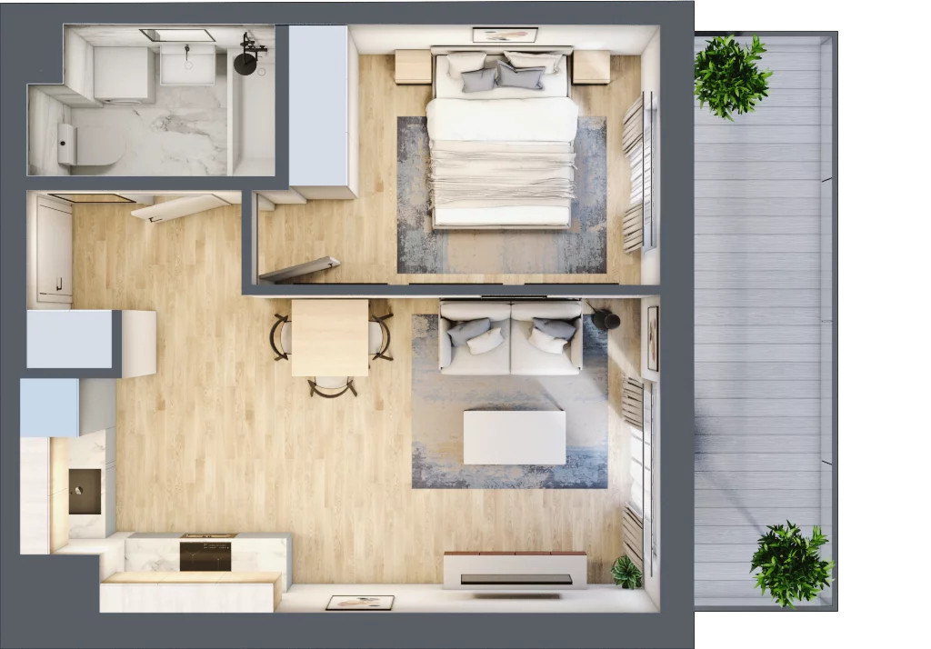 2 pokoje, mieszkanie 38,93 m², piętro 5, oferta nr B.124, Hi Mokotów, Warszawa, Ursynów, Wyczółki, ul. Bokserska 63