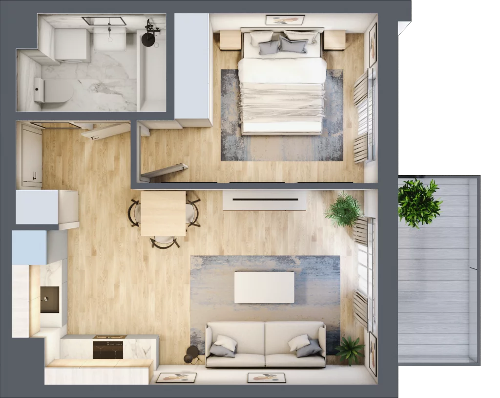 2 pokoje, mieszkanie 39,10 m², piętro 2, oferta nr C.14, Hi Mokotów, Warszawa, Ursynów, Wyczółki, ul. Bokserska 63