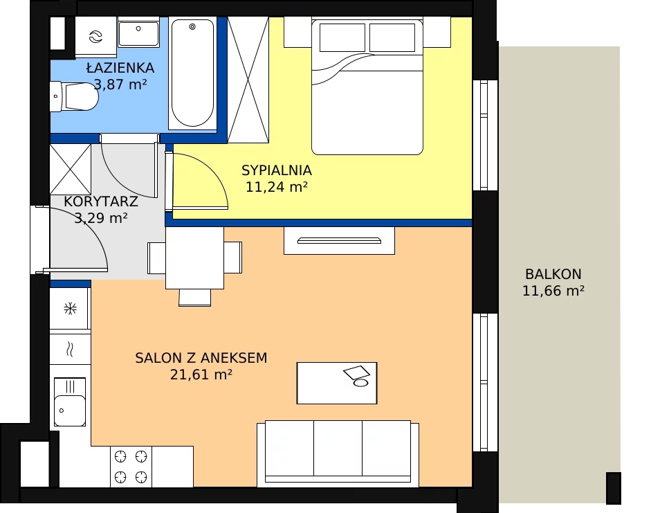 Zalety mieszkania 40.01 m², C.08