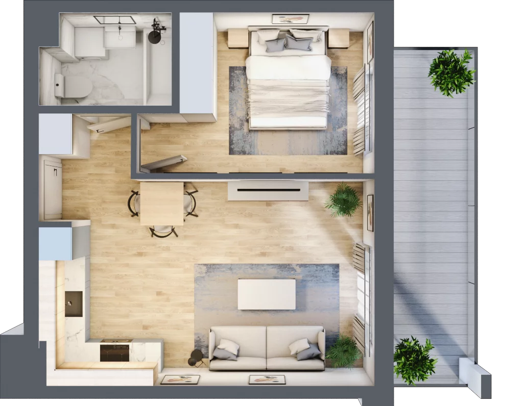 2 pokoje, mieszkanie 40,01 m², piętro 1, oferta nr C.08, Hi Mokotów, Warszawa, Ursynów, Wyczółki, ul. Bokserska 63