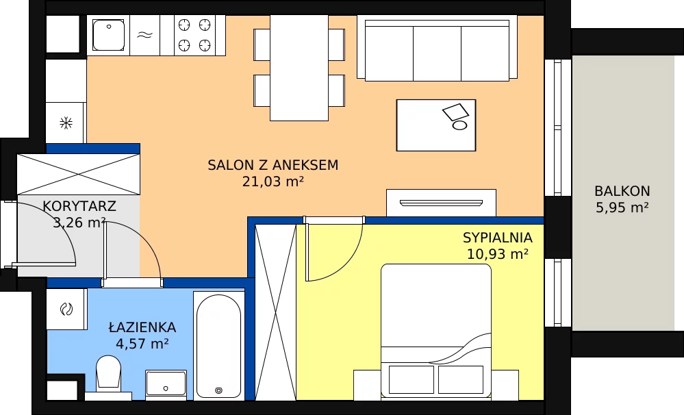 Nowe mieszkanie, 39,79 m², 2 pokoje, 5 piętro, oferta nr M.89
