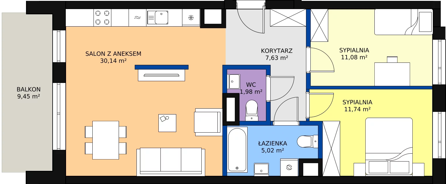 Zalety mieszkania 67.59 m², A.156