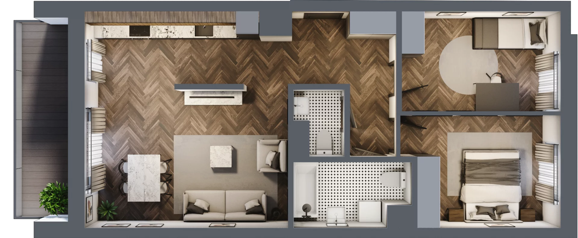 3 pokoje, mieszkanie 67,59 m², piętro 2, oferta nr A.156, Modena II, Poznań, Jeżyce, ul. Jackowskiego/Kraszewskiego
