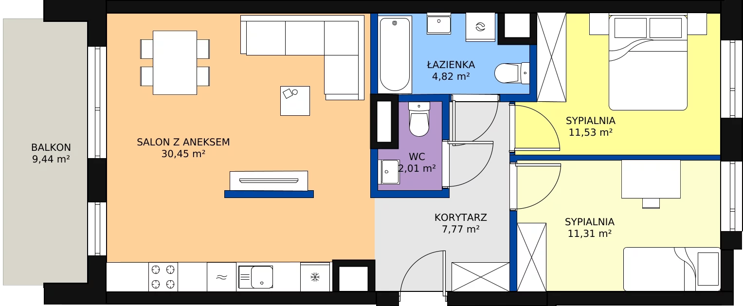 Zalety mieszkania 67.89 m², A.039