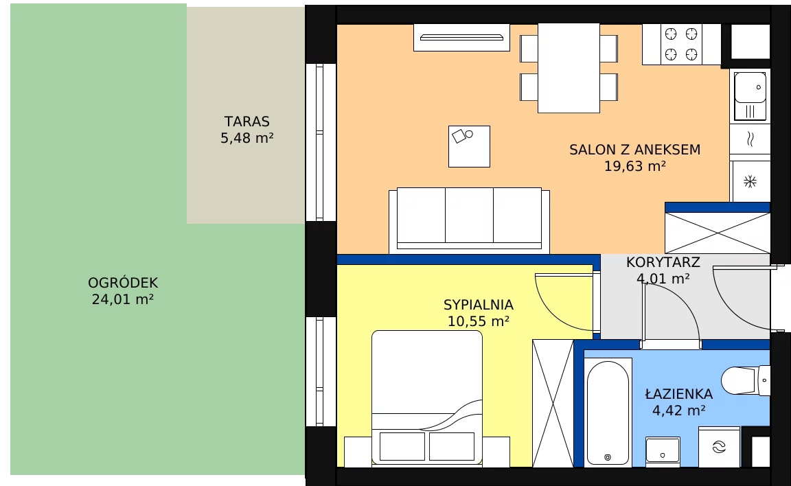 Zalety mieszkania 38.61 m², A.059