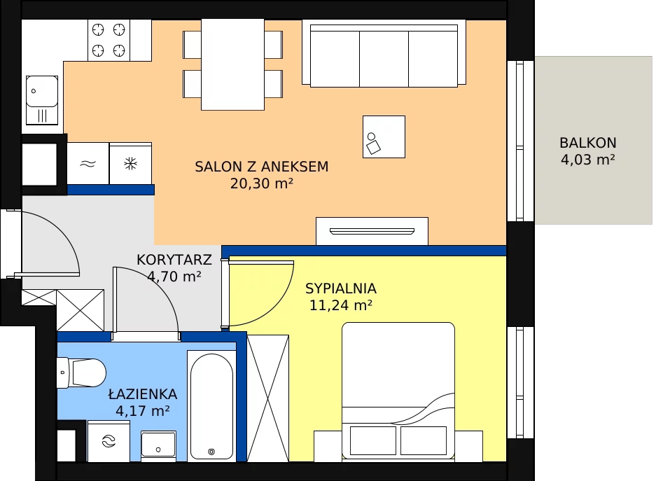 Zalety mieszkania 40.41 m², A.027