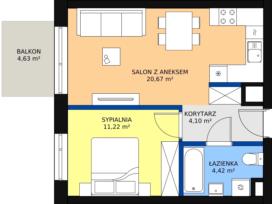 Zalety mieszkania 40.41 m², A.160