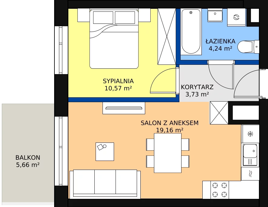 Zalety mieszkania 37.7 m², A.081