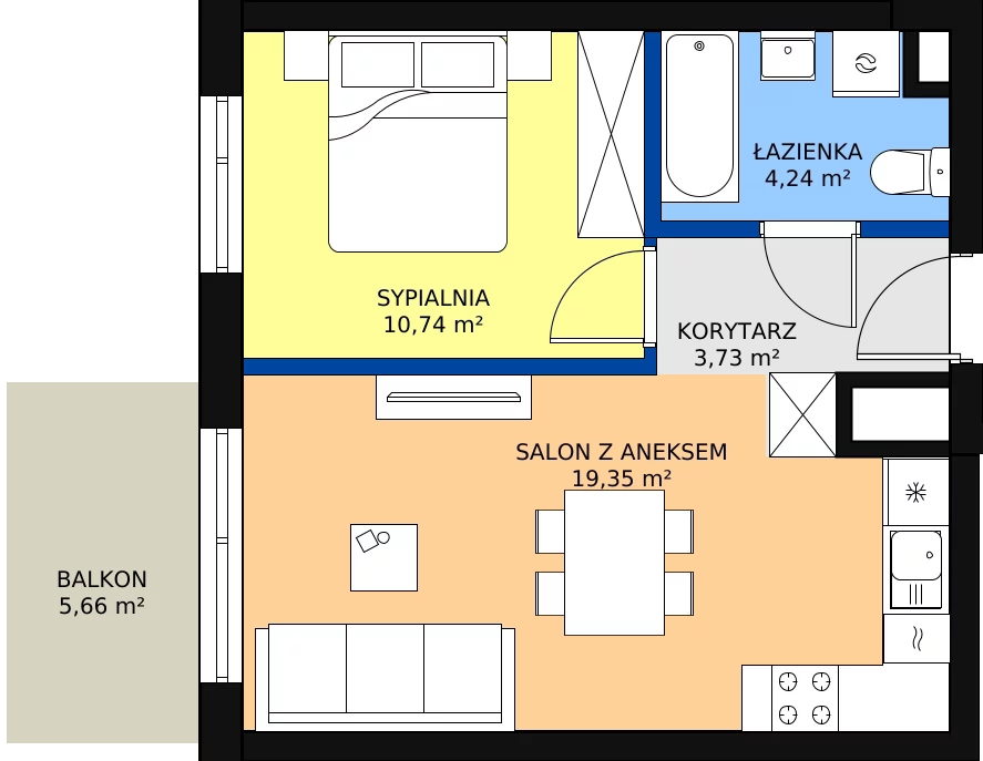 Zalety mieszkania 38.06 m², A.124