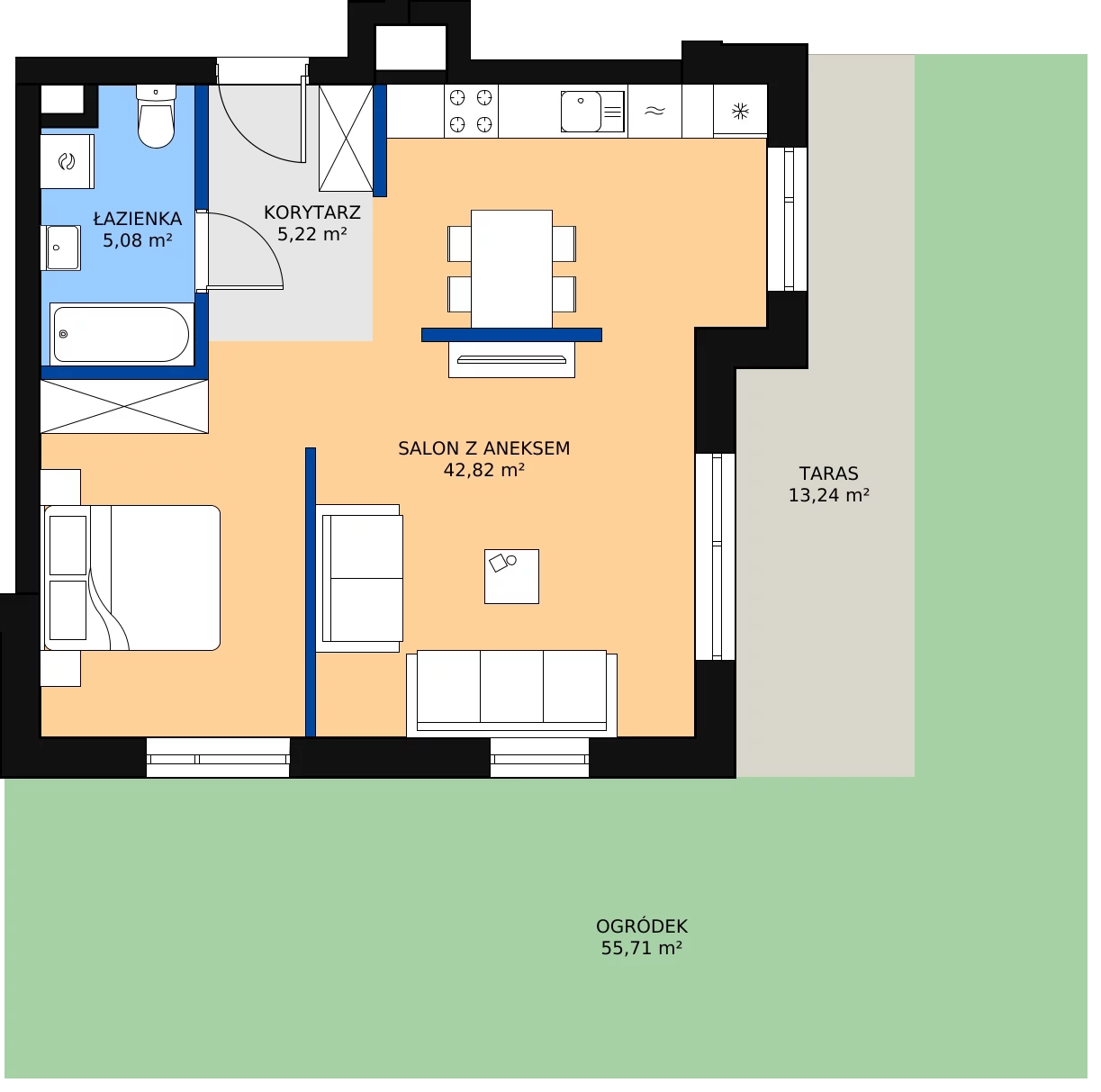 Zalety mieszkania 53.12 m², A.052