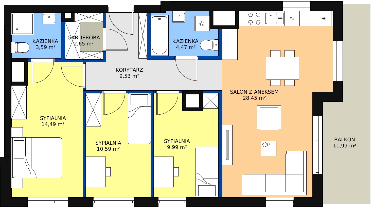 Zalety mieszkania 83.76 m², A.197