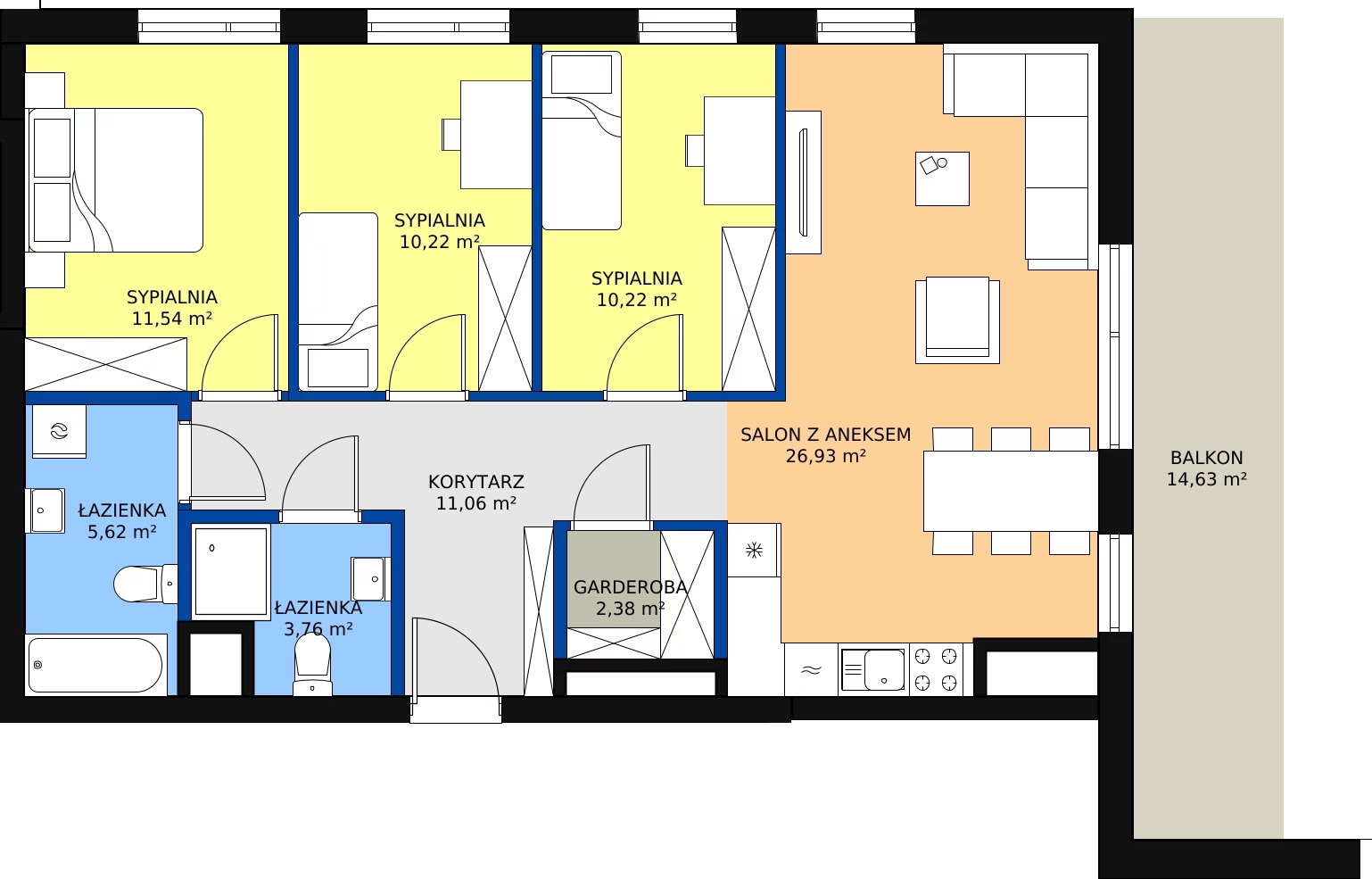 Zalety mieszkania 81.73 m², A.045