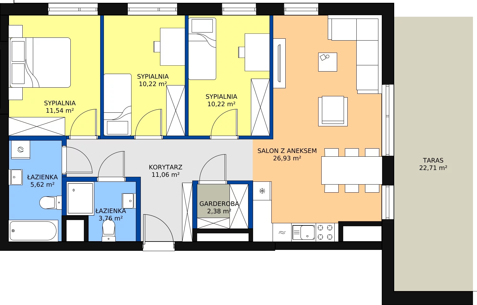Zalety apartamentu 81.73 m², A.040
