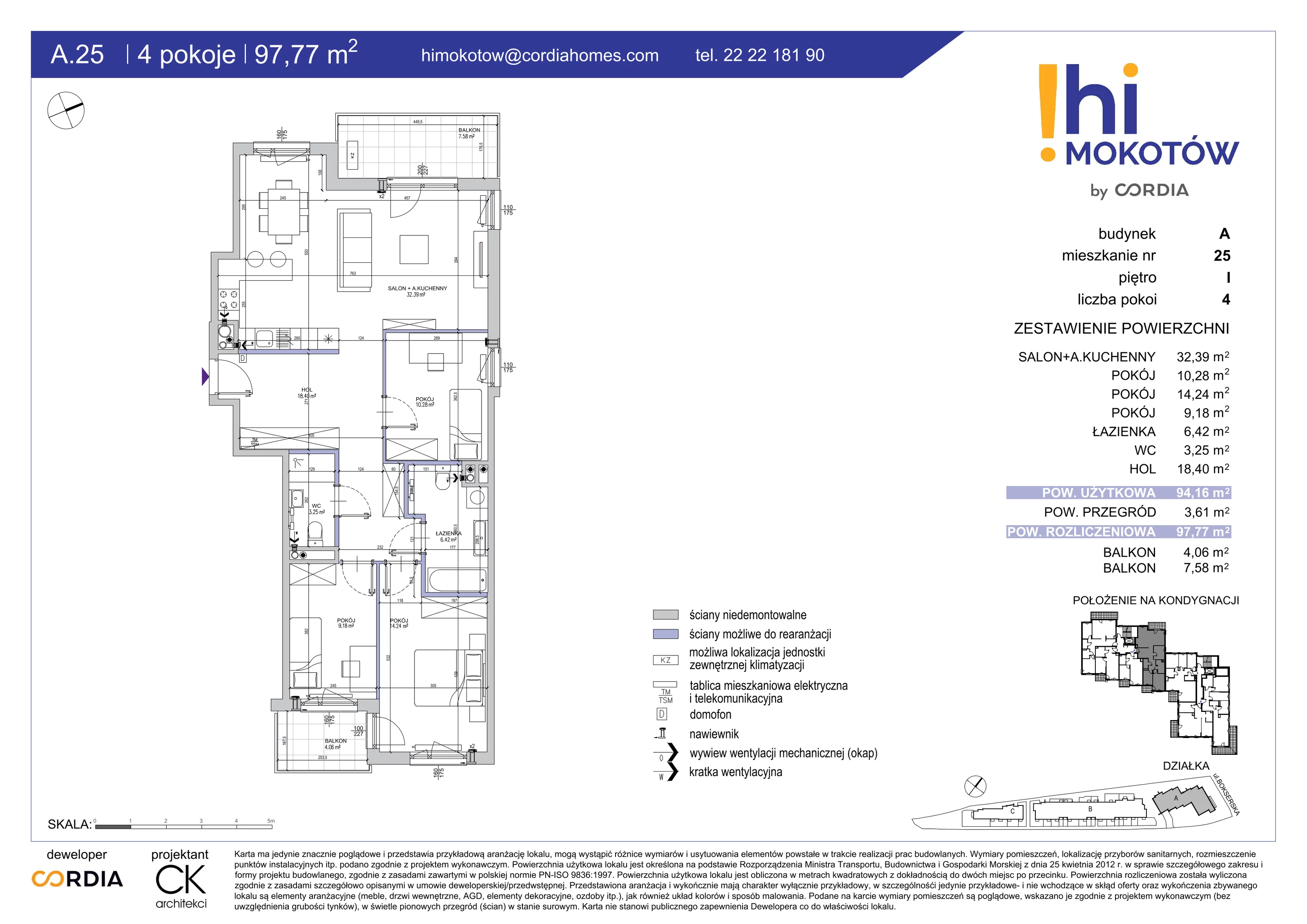 Mieszkanie 97,77 m², piętro 1, oferta nr A.25, Hi Mokotów, Warszawa, Ursynów, Wyczółki, ul. Bokserska 63