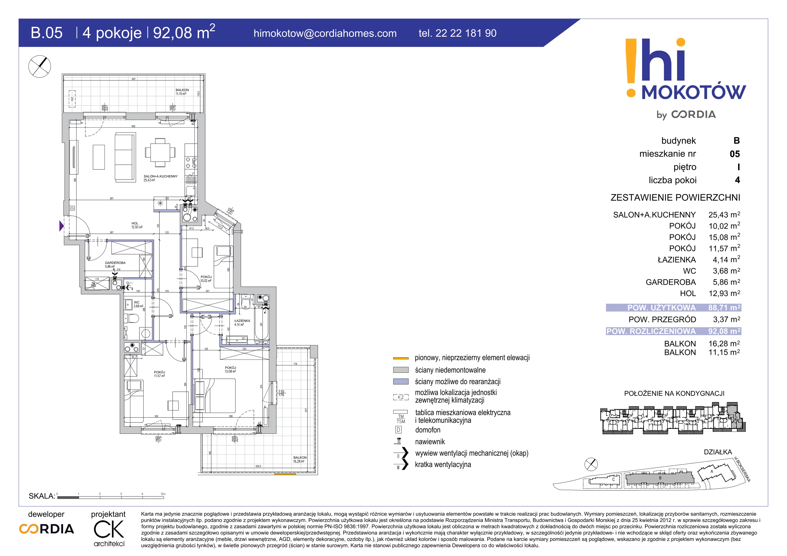 Mieszkanie 92,08 m², piętro 1, oferta nr B.05, Hi Mokotów, Warszawa, Ursynów, Wyczółki, ul. Bokserska 63