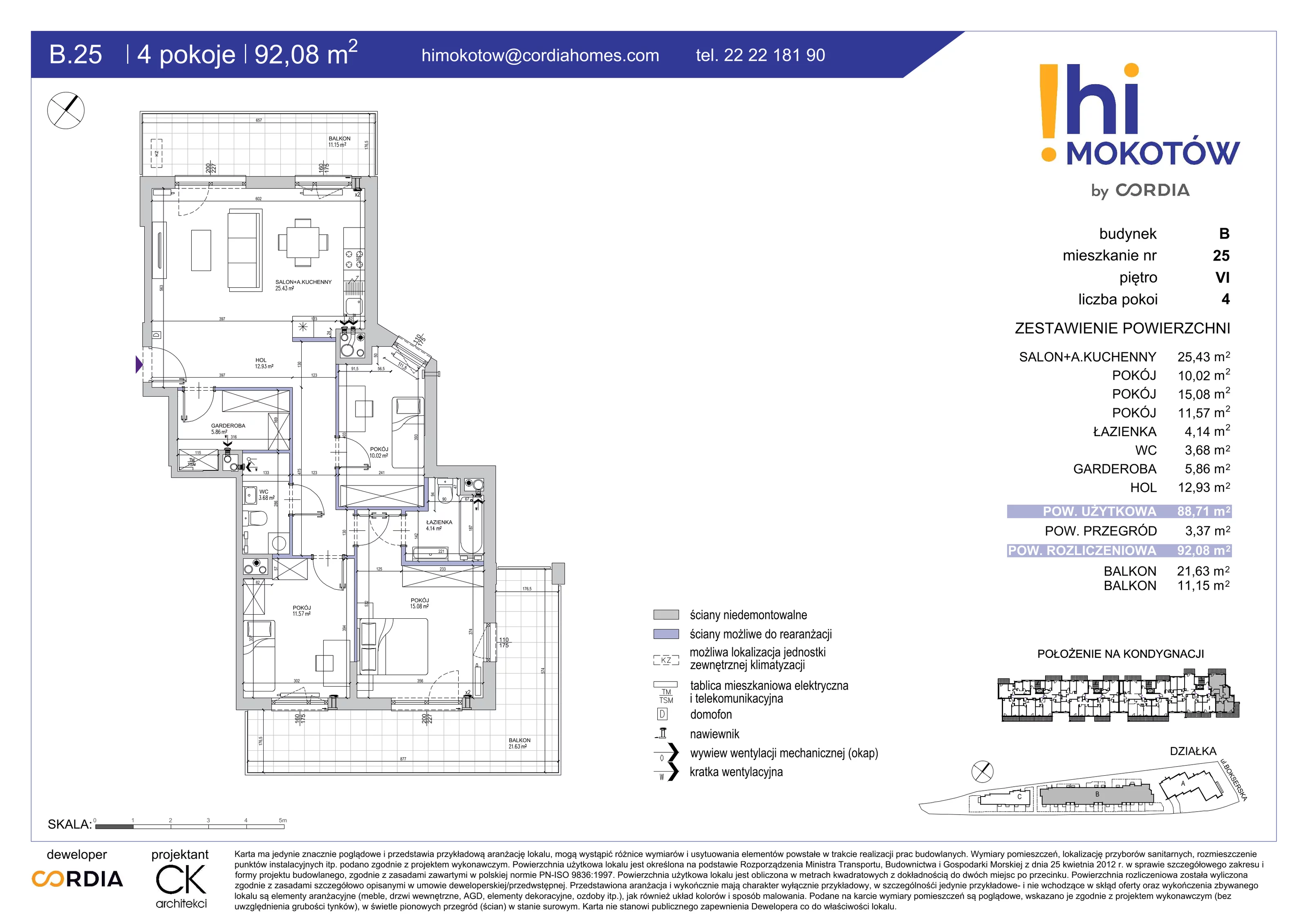 Mieszkanie 92,08 m², piętro 6, oferta nr B.25, Hi Mokotów, Warszawa, Ursynów, Wyczółki, ul. Bokserska 63