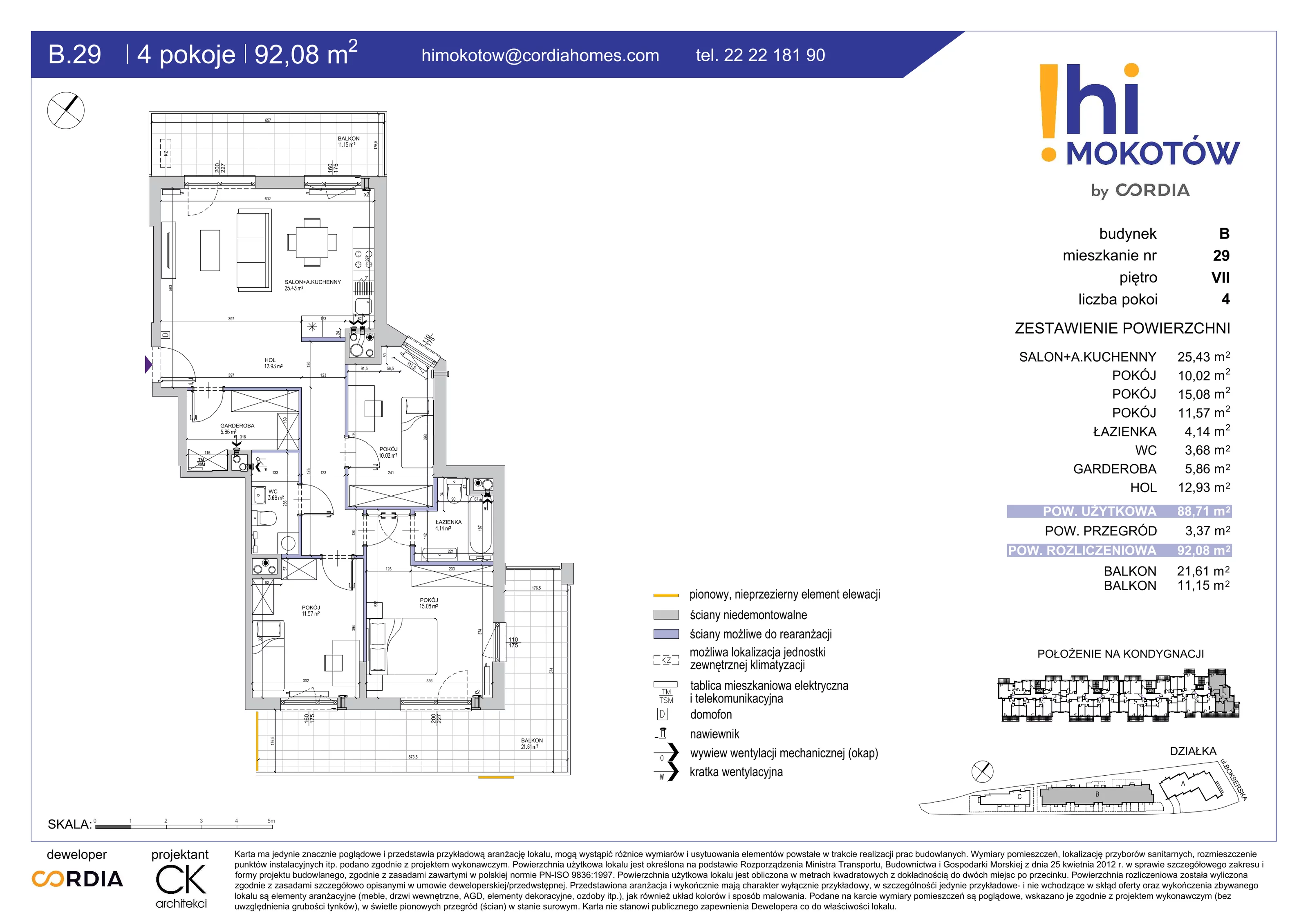 Mieszkanie 92,08 m², piętro 7, oferta nr B.29, Hi Mokotów, Warszawa, Ursynów, Wyczółki, ul. Bokserska 63