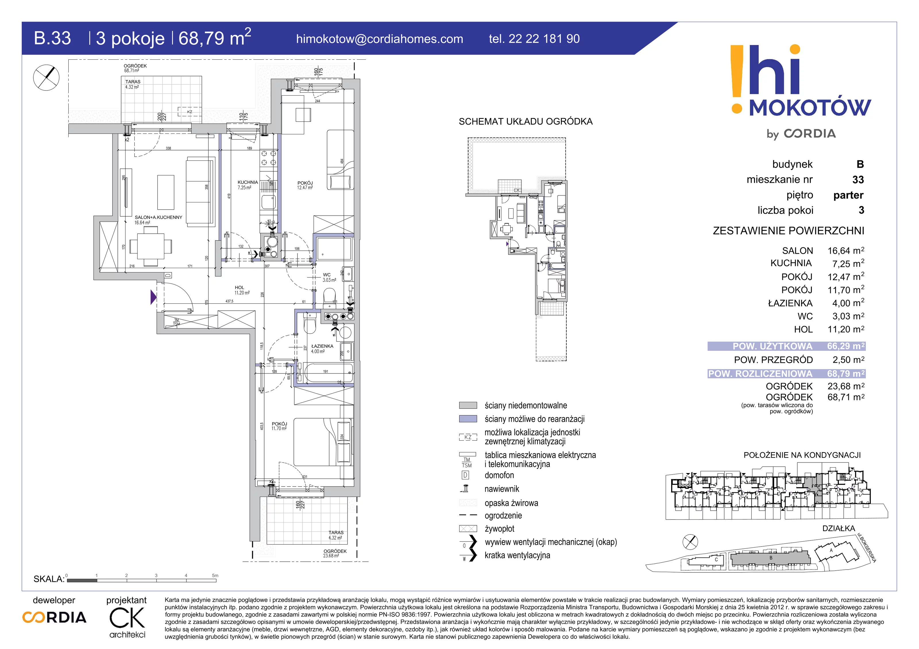 Mieszkanie 68,79 m², parter, oferta nr B.33, Hi Mokotów, Warszawa, Ursynów, Wyczółki, ul. Bokserska 63-idx