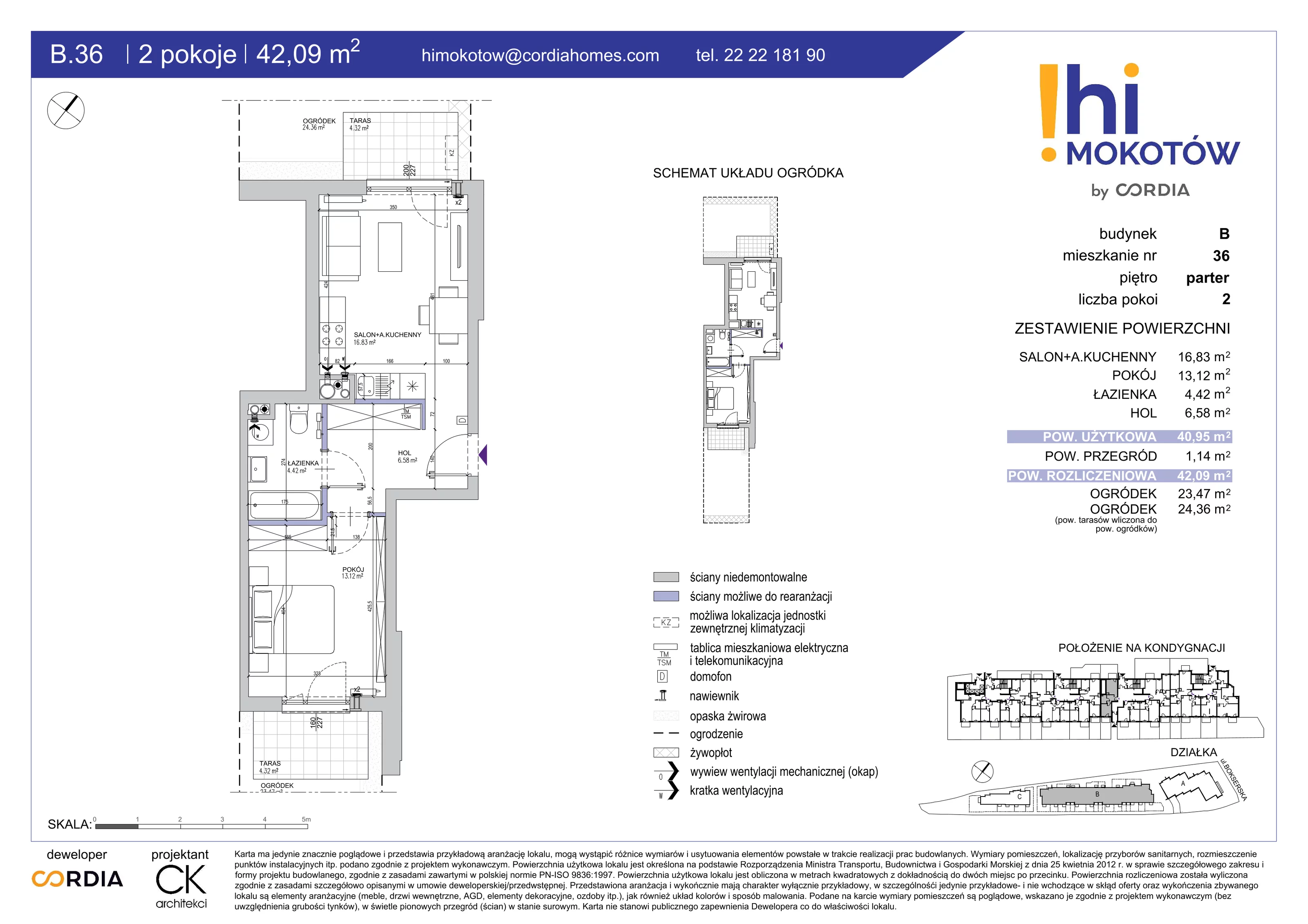 Mieszkanie 42,09 m², parter, oferta nr B.36, Hi Mokotów, Warszawa, Ursynów, Wyczółki, ul. Bokserska 63