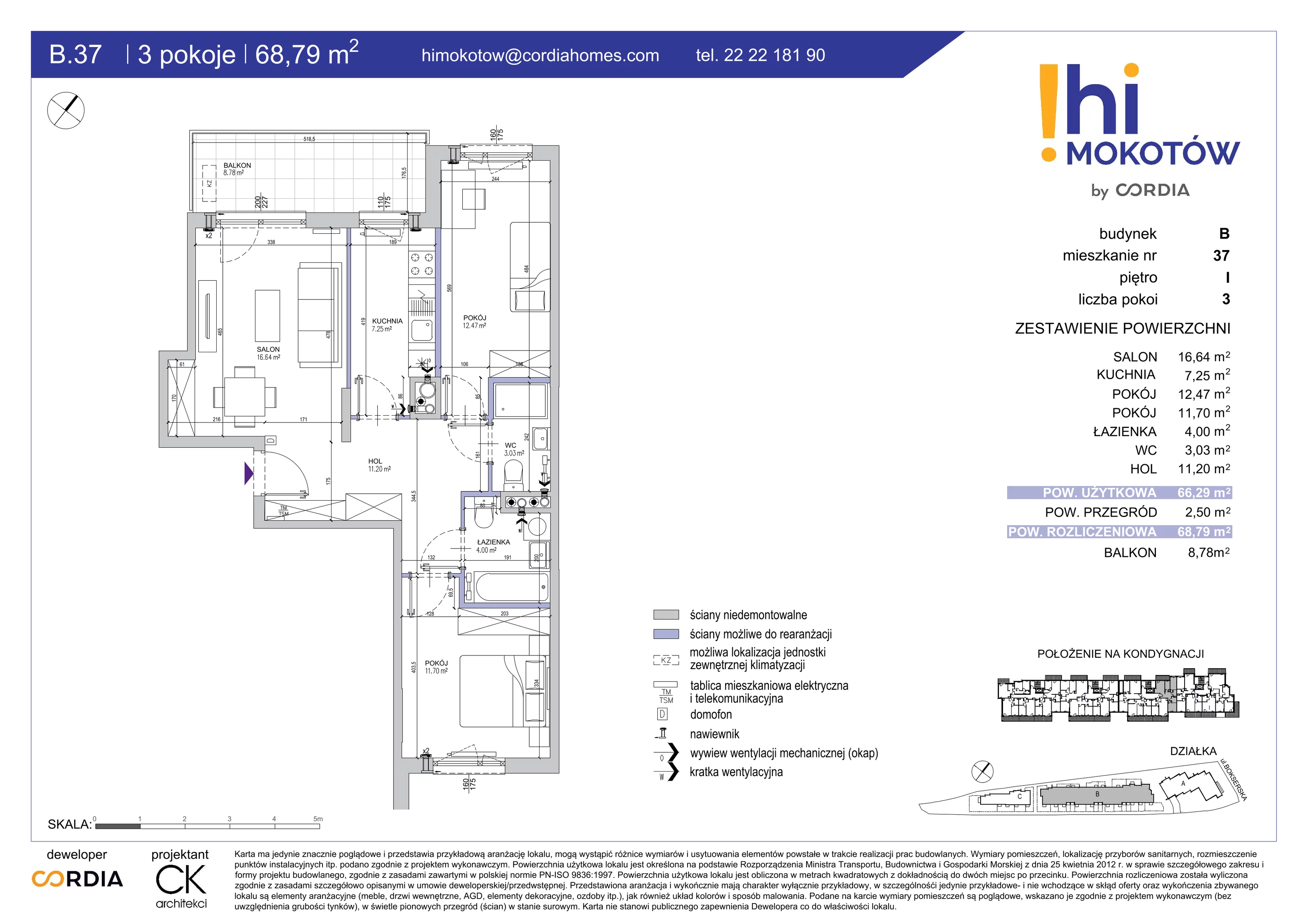 Mieszkanie 68,79 m², piętro 1, oferta nr B.37, Hi Mokotów, Warszawa, Ursynów, Wyczółki, ul. Bokserska 63