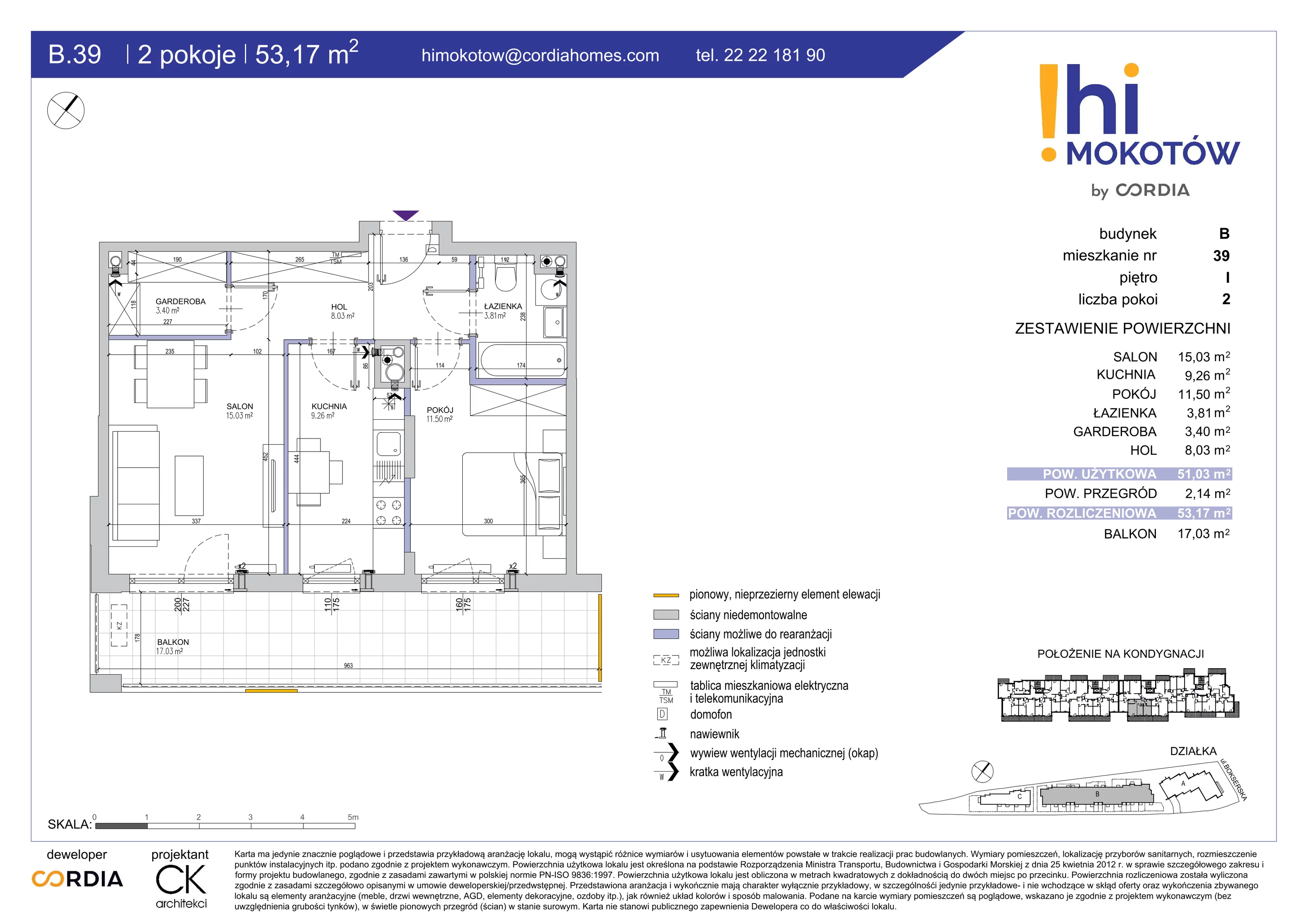 Mieszkanie 53,17 m², piętro 1, oferta nr B.39, Hi Mokotów, Warszawa, Ursynów, Wyczółki, ul. Bokserska 63