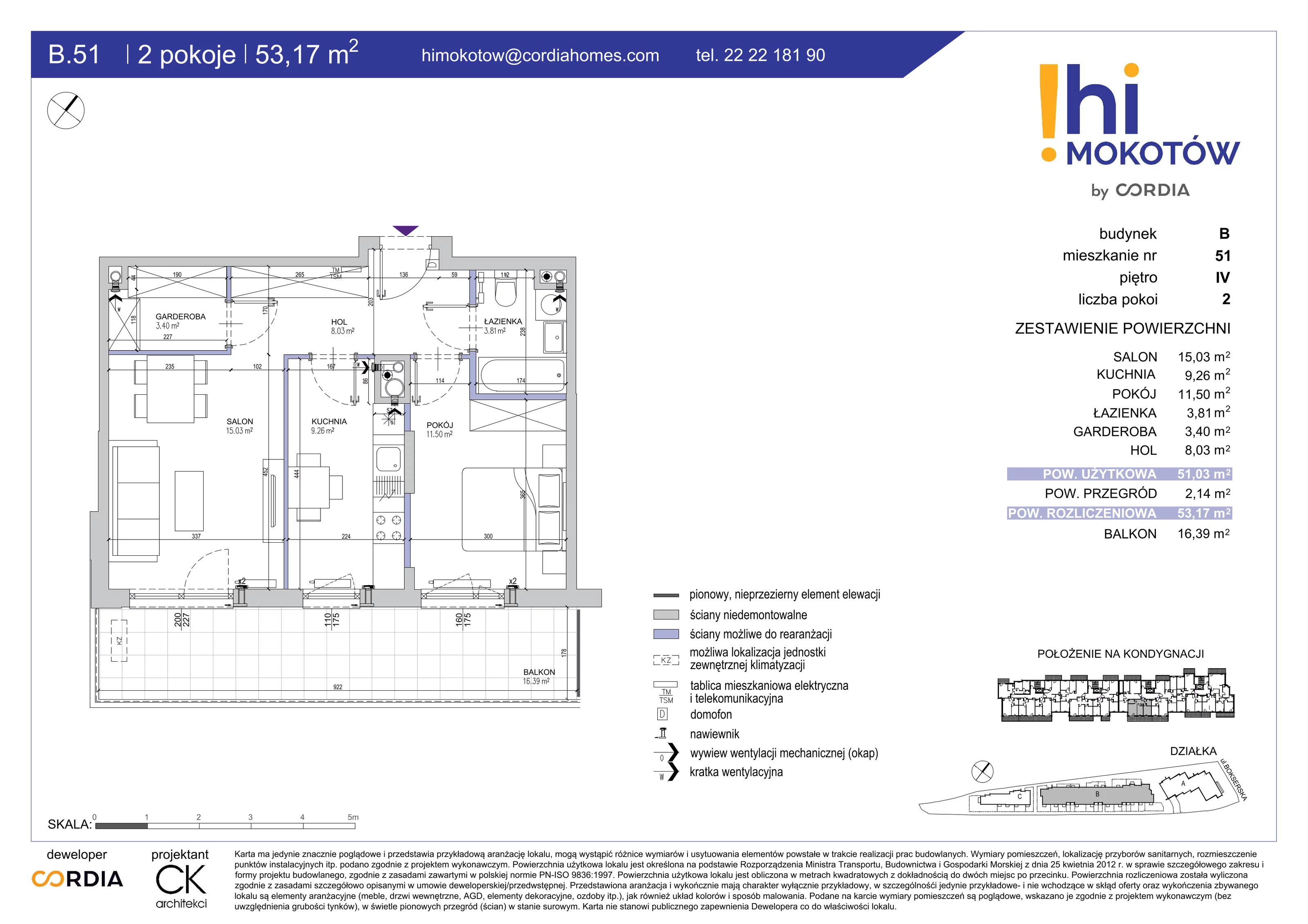 Mieszkanie 53,17 m², piętro 4, oferta nr B.51, Hi Mokotów, Warszawa, Ursynów, Wyczółki, ul. Bokserska 63