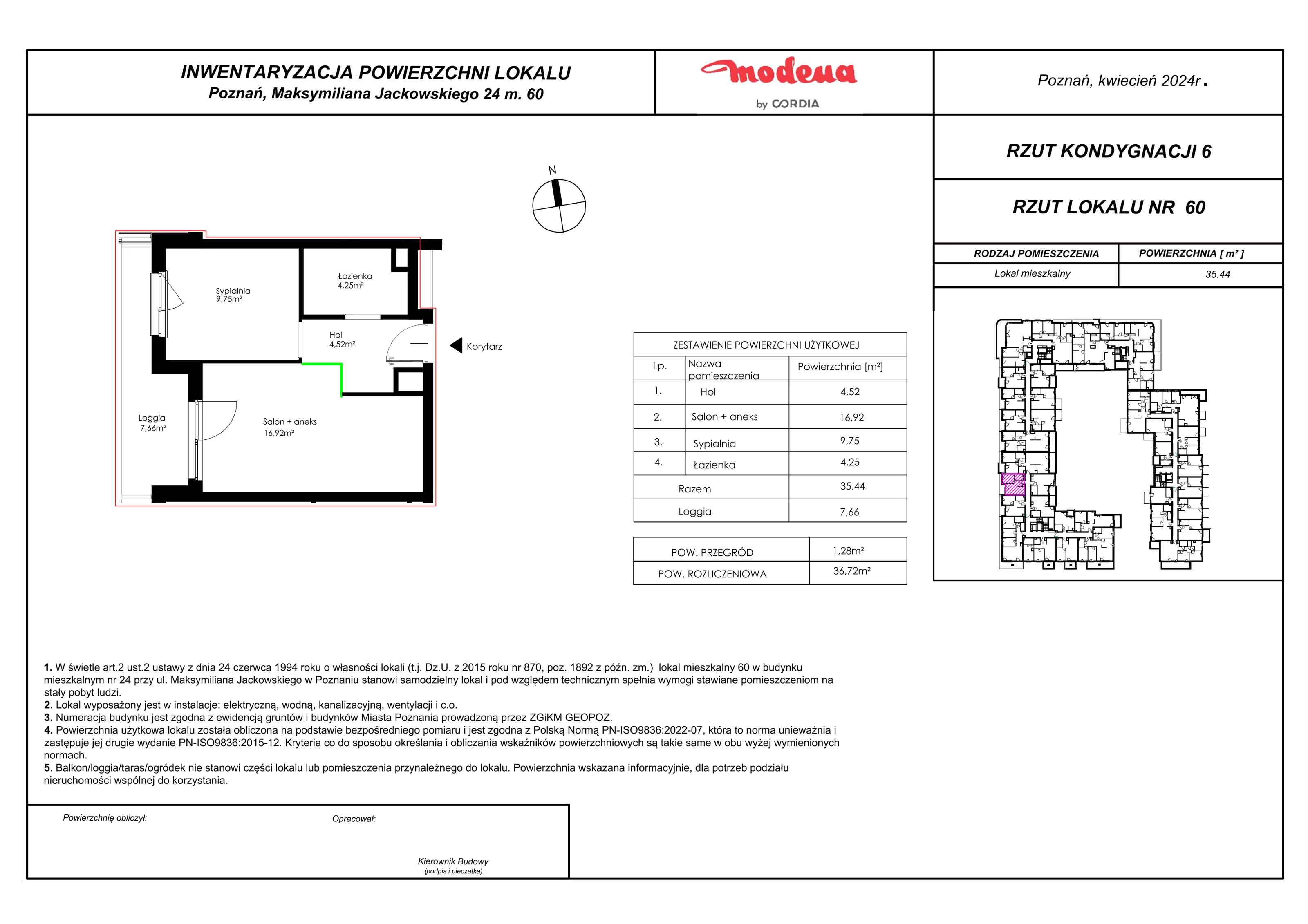 Apartament 36,72 m², piętro 5, oferta nr 60, Modena, Poznań, Jeżyce, Jeżyce, ul. Jackowskiego 24