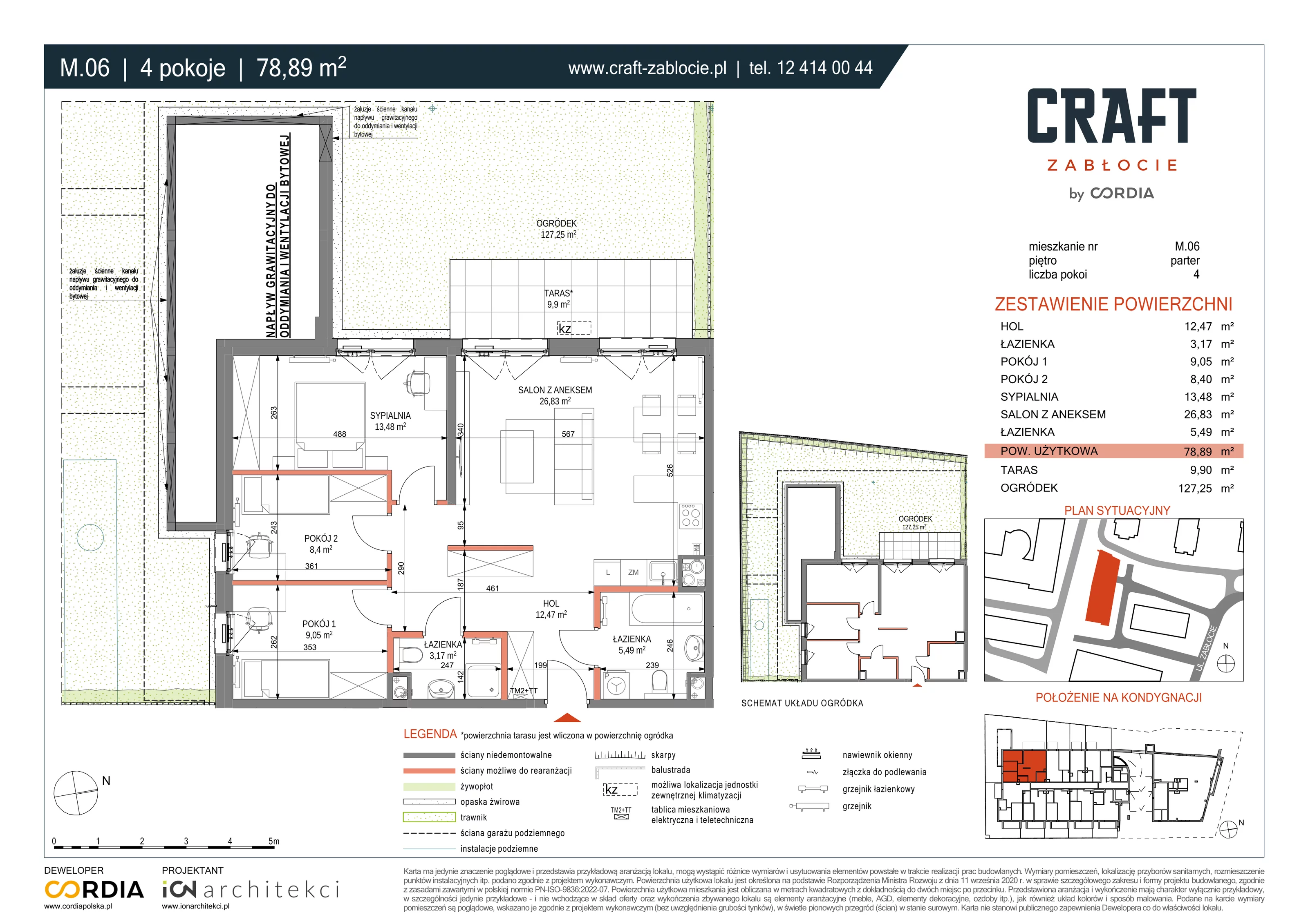 Mieszkanie 78,89 m², parter, oferta nr M.06, Craft Zabłocie, Kraków, Podgórze, Zabłocie, ul. Zabłocie 20