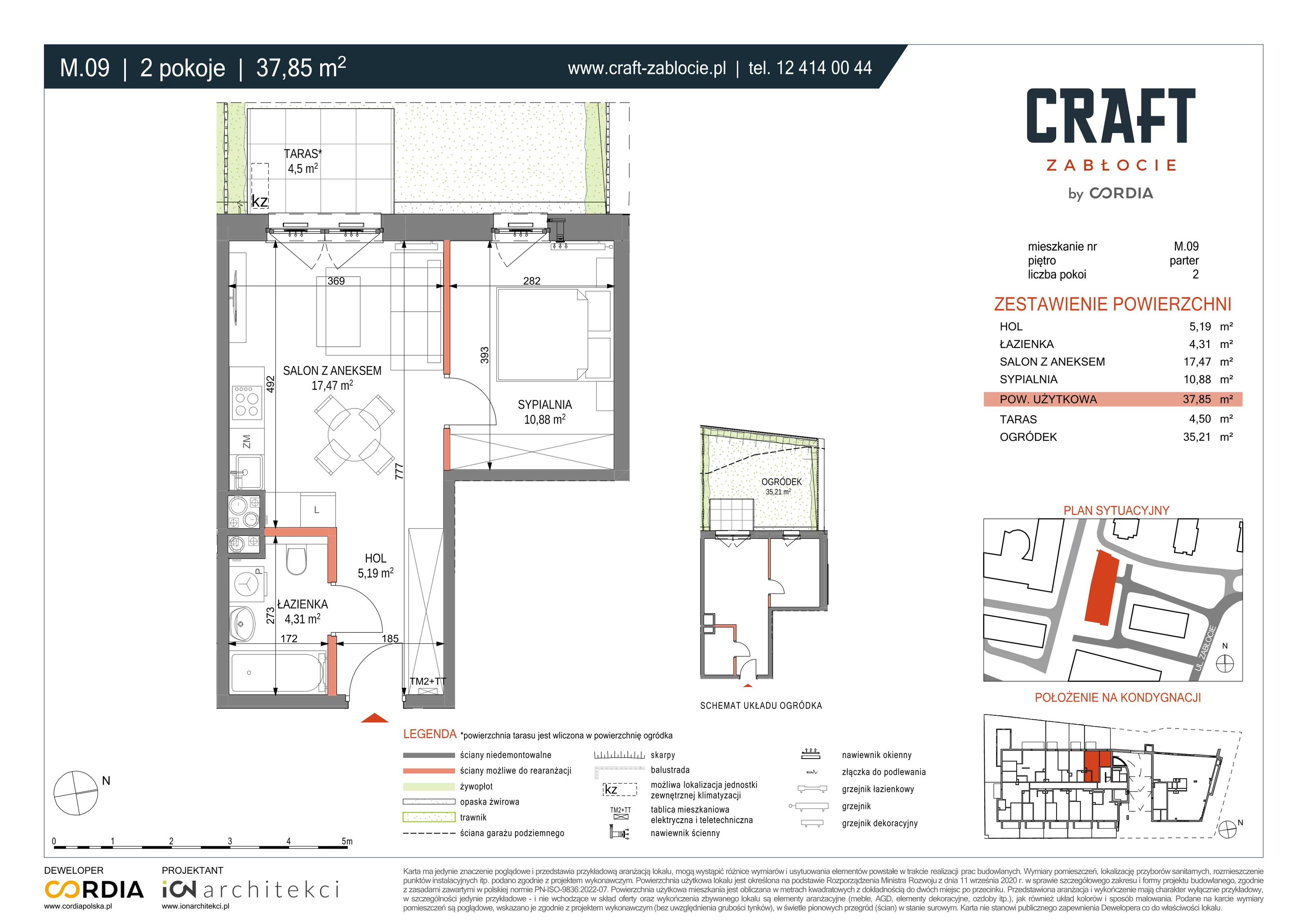 Mieszkanie 37,85 m², parter, oferta nr M.09, Craft Zabłocie, Kraków, Podgórze, Zabłocie, ul. Zabłocie 20