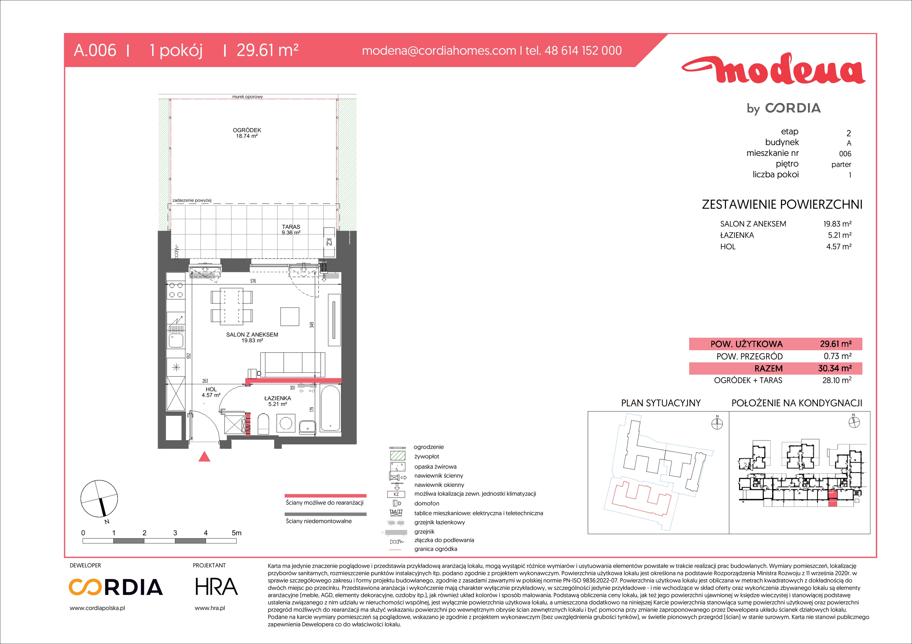 1 pokój, apartament 29,61 m², parter, oferta nr A.006, Modena II, Poznań, Jeżyce, ul. Jackowskiego/Kraszewskiego