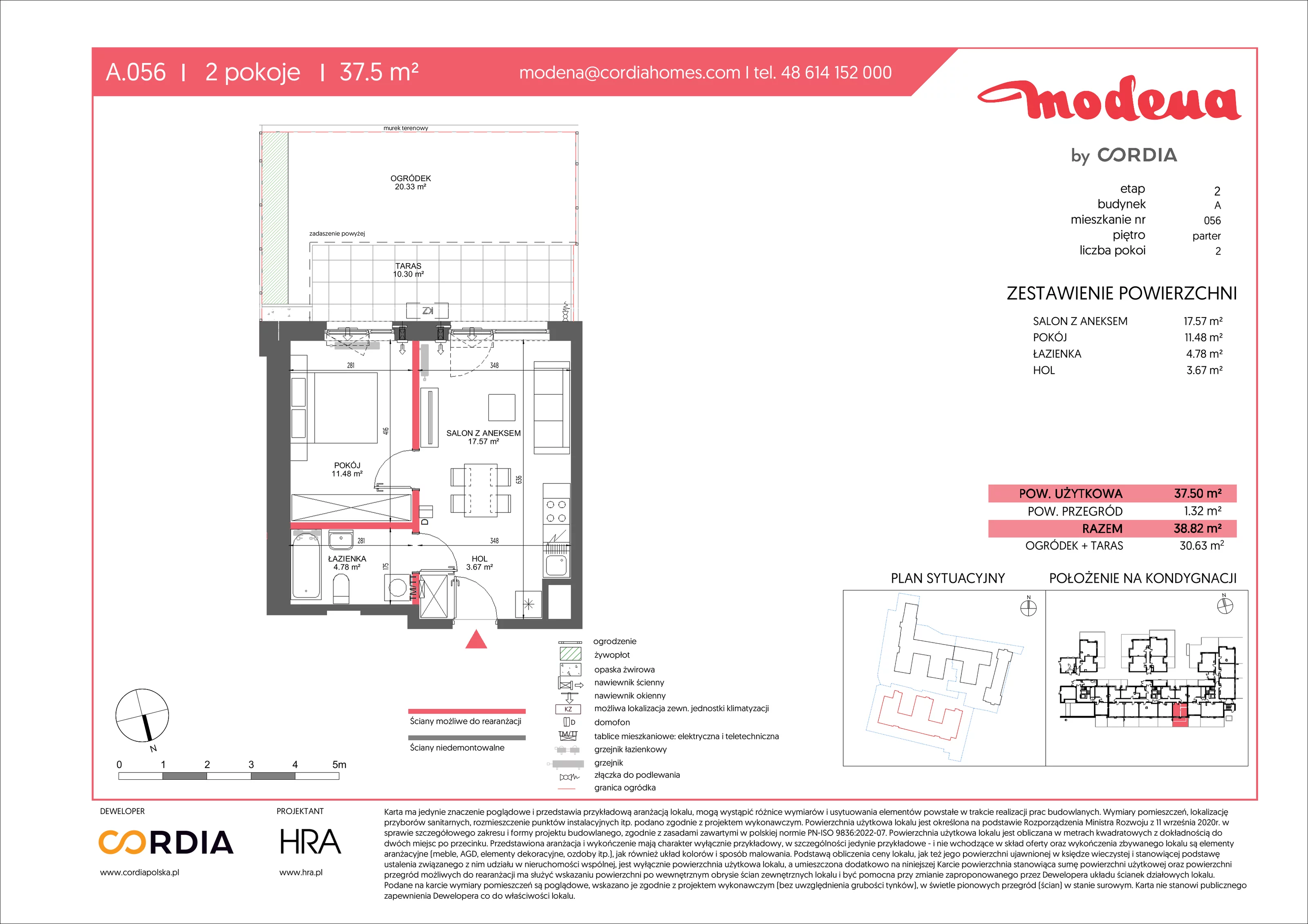 2 pokoje, apartament 37,50 m², parter, oferta nr A.056, Modena II, Poznań, Jeżyce, ul. Jackowskiego/Kraszewskiego