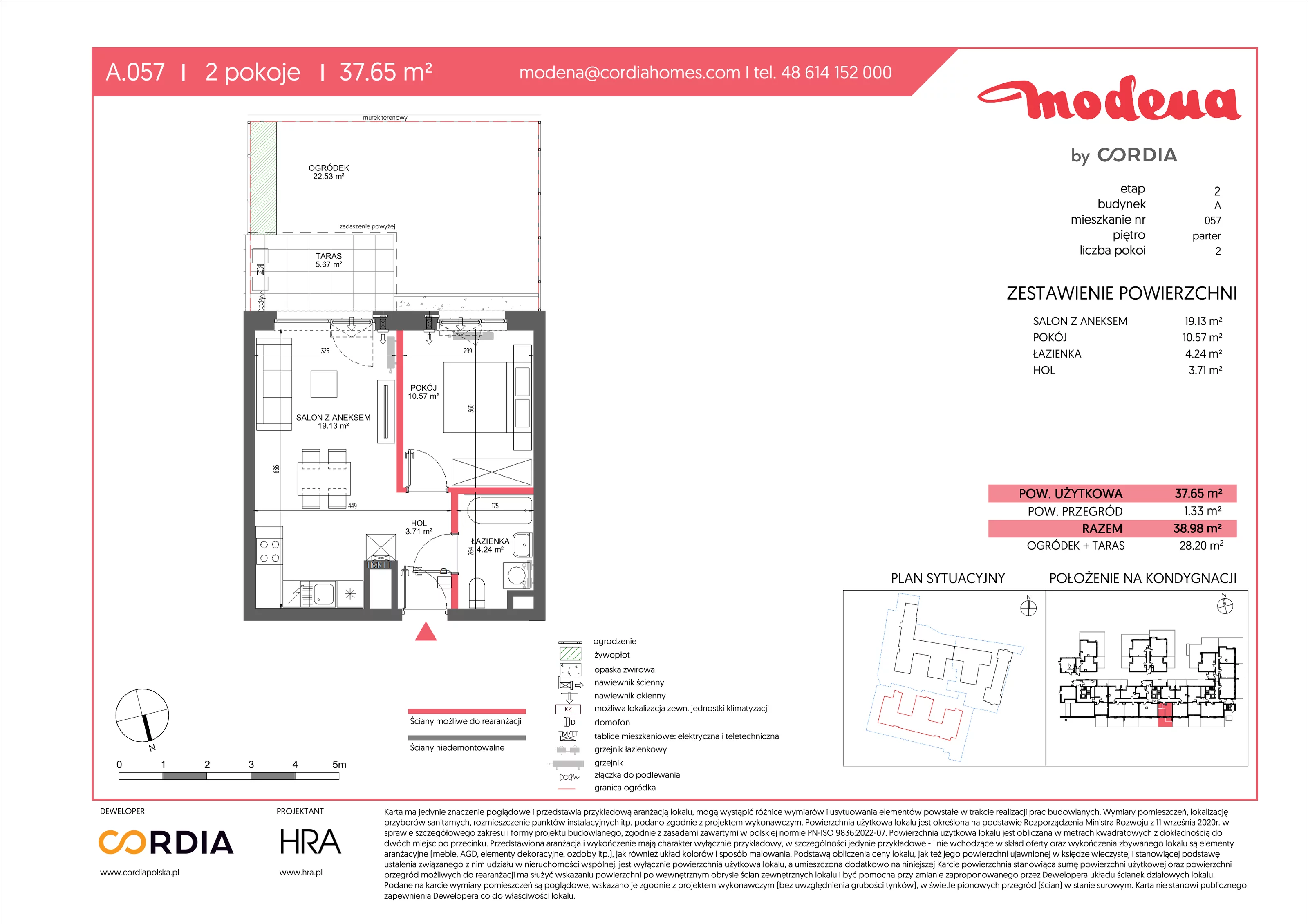 2 pokoje, apartament 37,65 m², parter, oferta nr A.057, Modena II, Poznań, Jeżyce, ul. Jackowskiego/Kraszewskiego