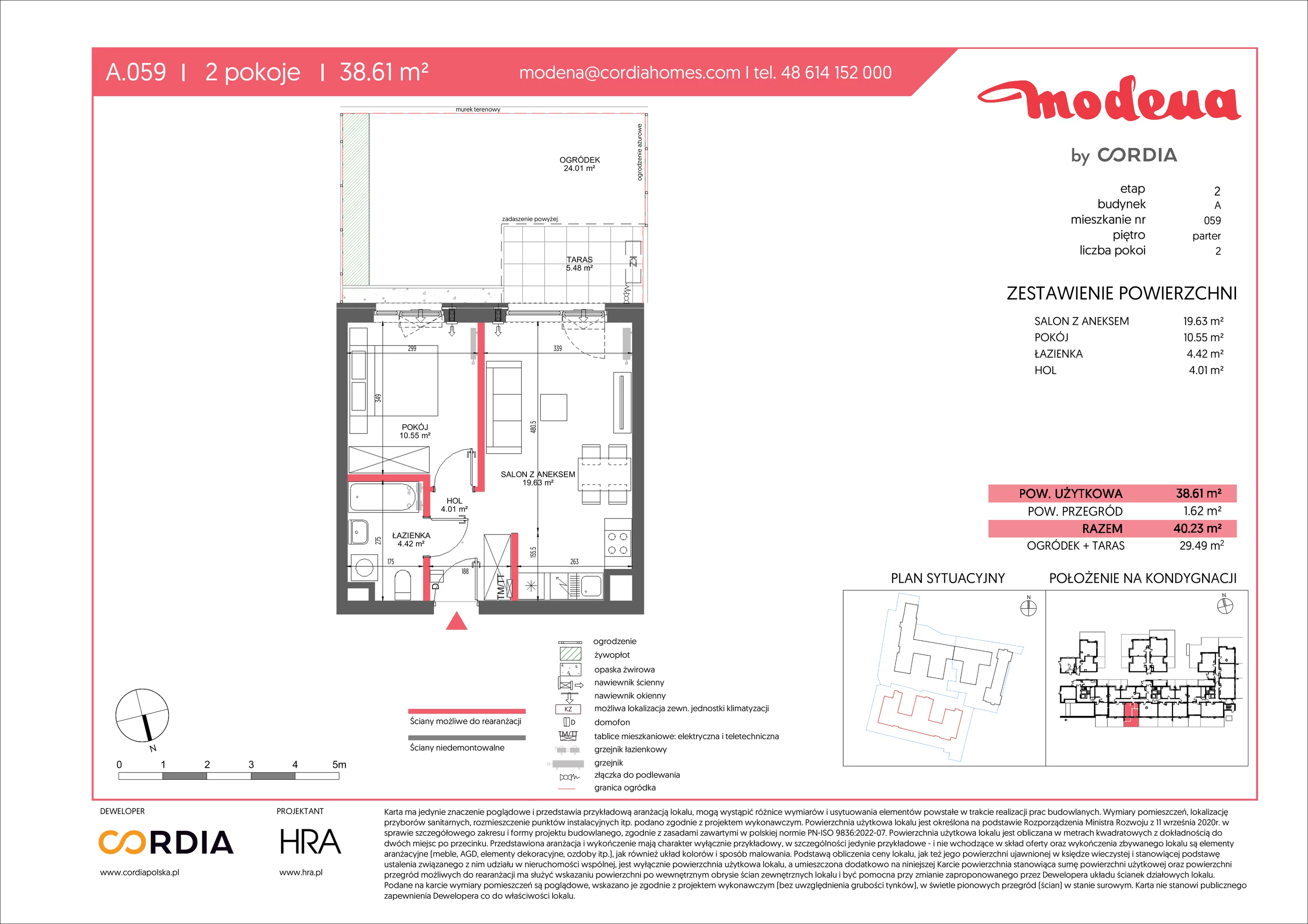 2 pokoje, apartament 38,61 m², parter, oferta nr A.059, Modena II, Poznań, Jeżyce, ul. Jackowskiego/Kraszewskiego