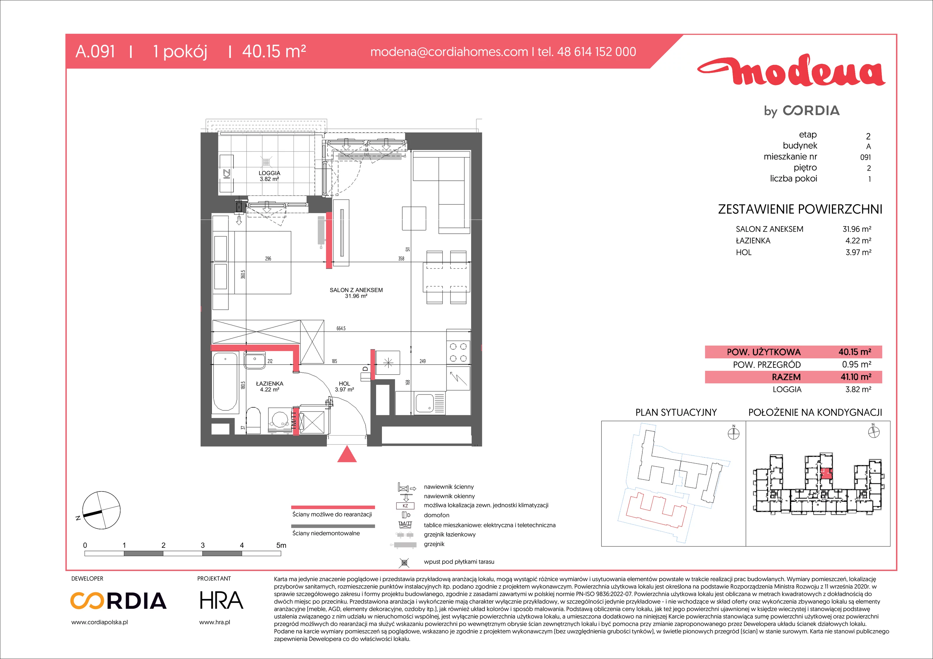 1 pokój, apartament 40,15 m², piętro 2, oferta nr A.091, Modena II, Poznań, Jeżyce, ul. Jackowskiego/Kraszewskiego