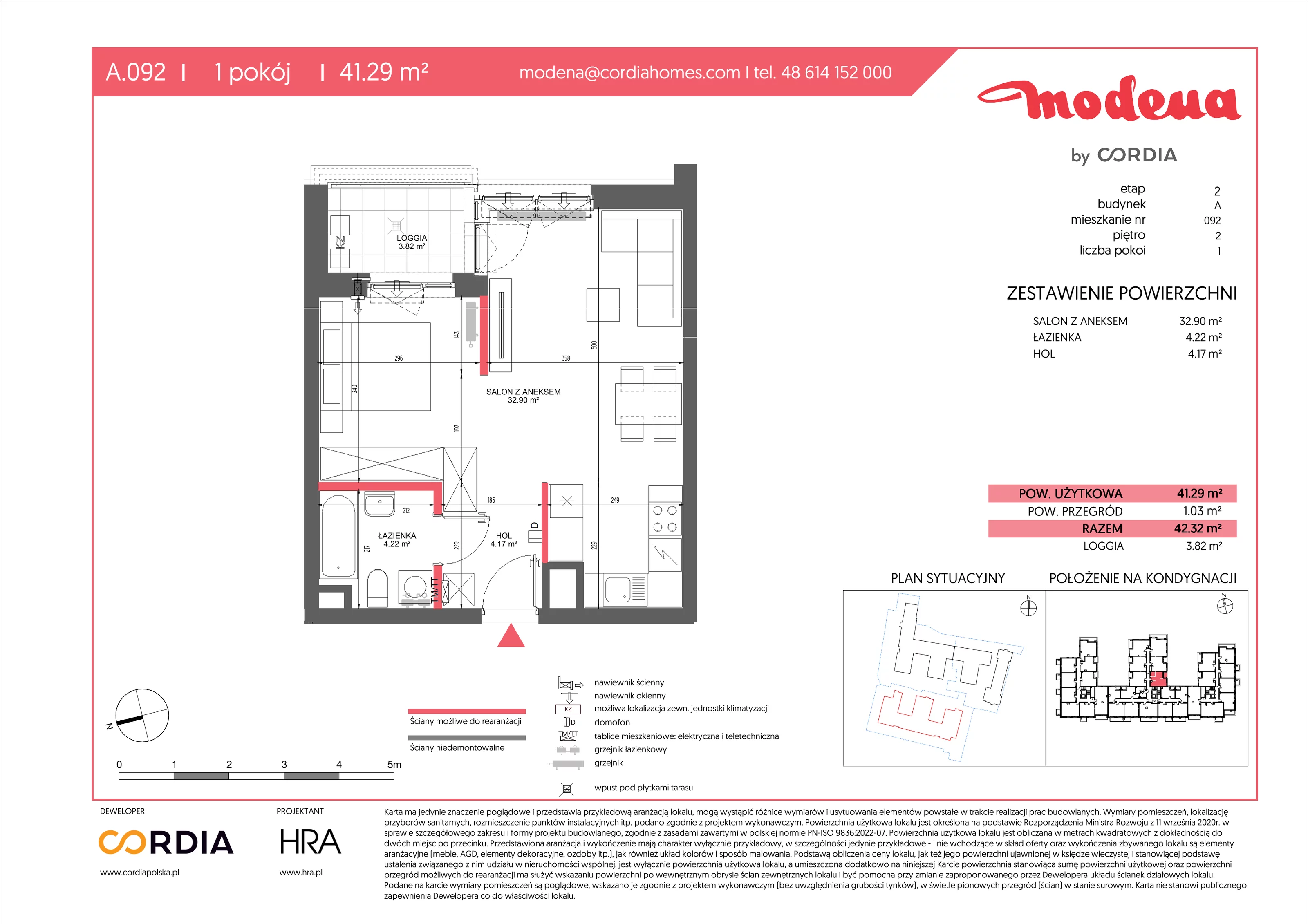 1 pokój, apartament 41,29 m², piętro 2, oferta nr A.092, Modena II, Poznań, Jeżyce, ul. Jackowskiego/Kraszewskiego