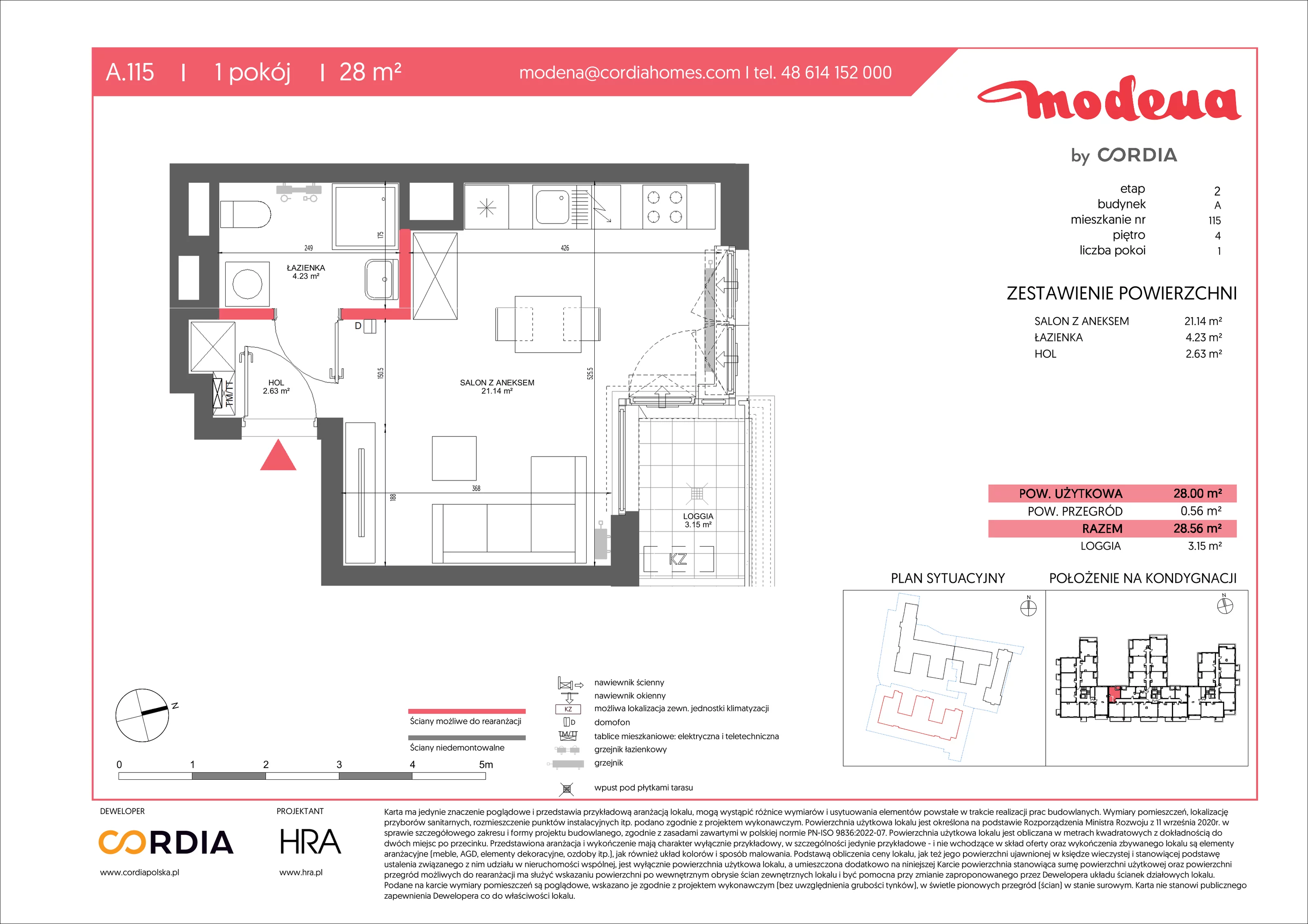 1 pokój, apartament 28,00 m², piętro 4, oferta nr A.115, Modena II, Poznań, Jeżyce, ul. Jackowskiego/Kraszewskiego