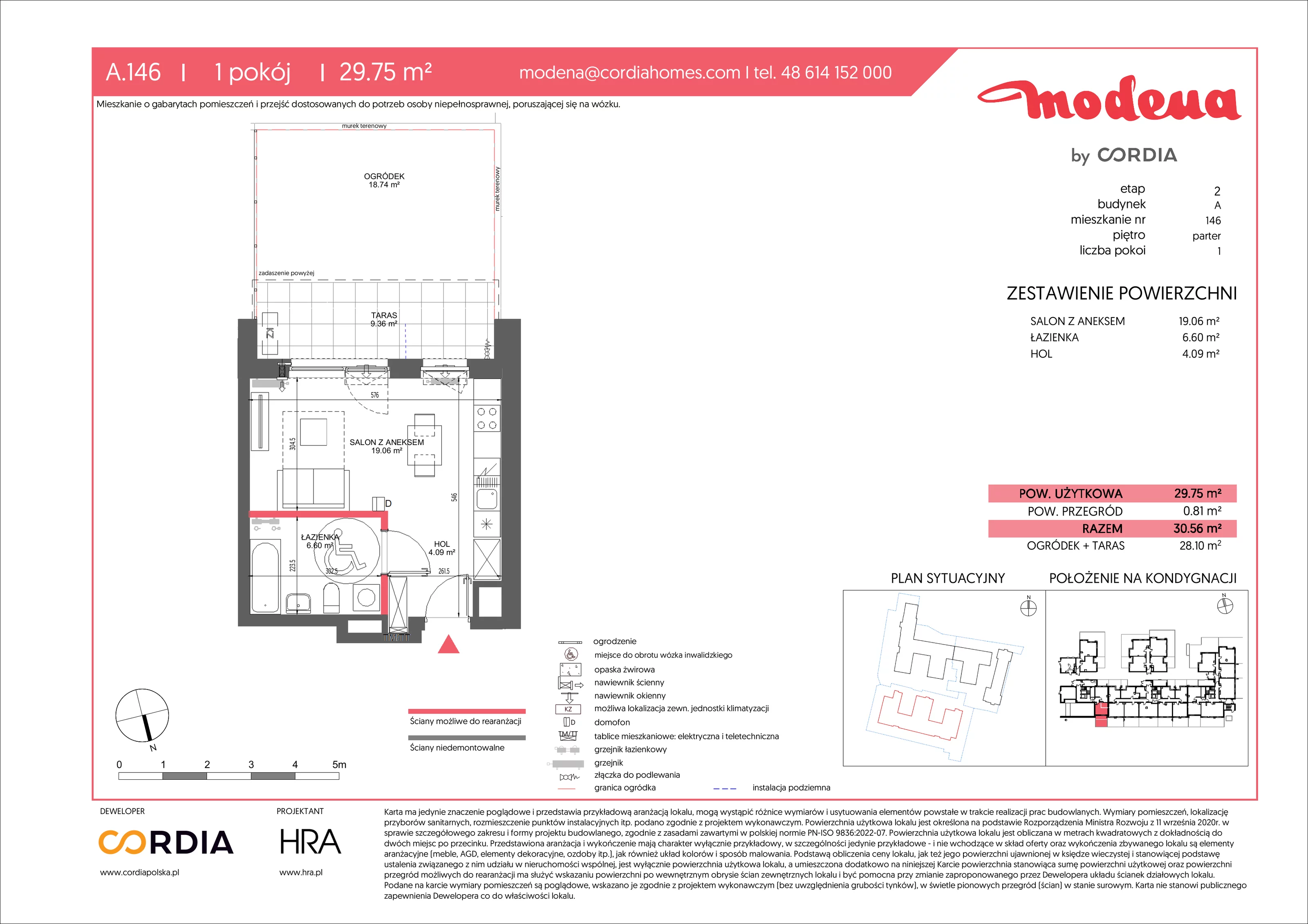 1 pokój, apartament 29,75 m², parter, oferta nr A.146, Modena II, Poznań, Jeżyce, ul. Jackowskiego/Kraszewskiego