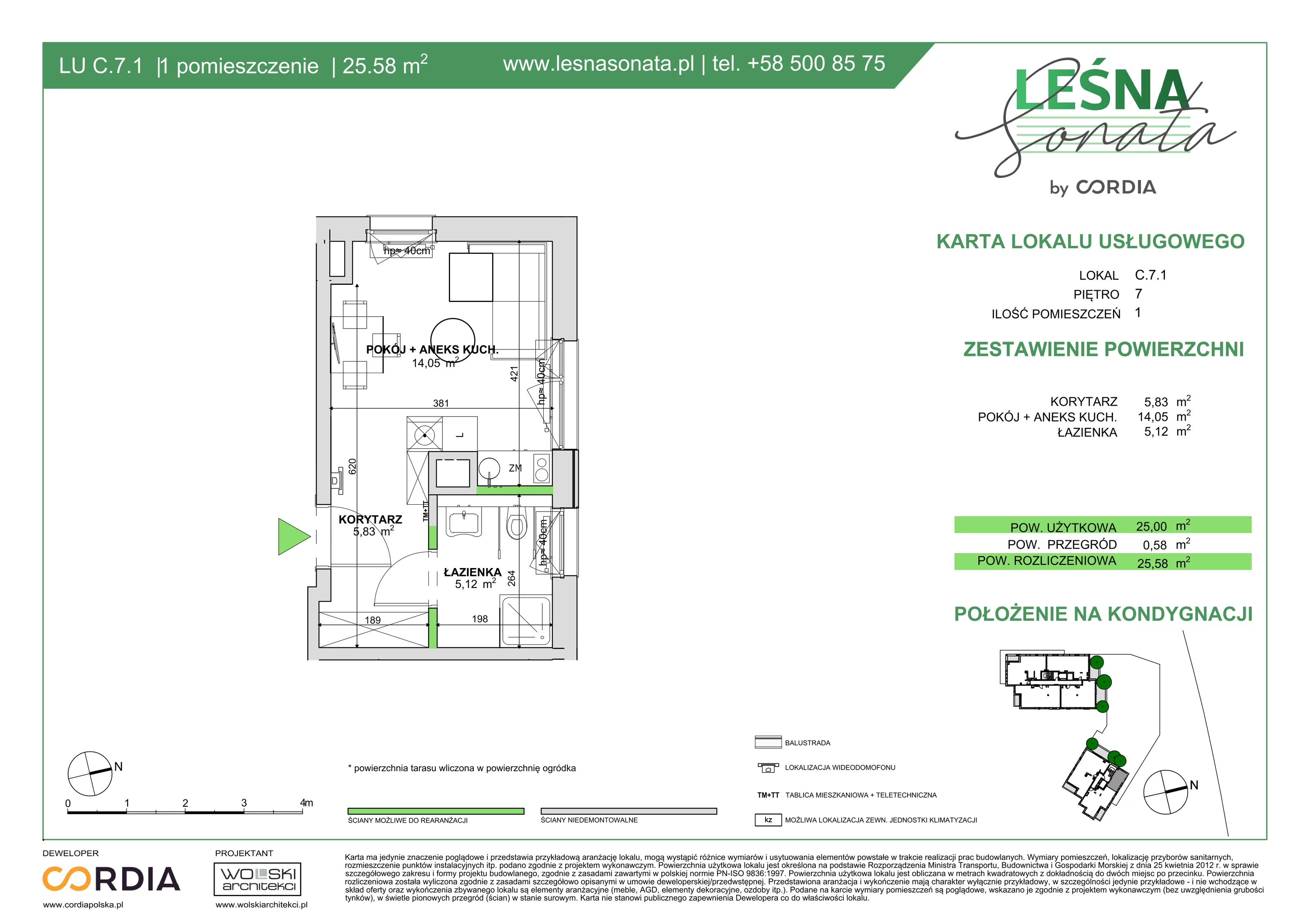 Lokal użytkowy 25,58 m², oferta nr LU -C-7.1, Leśna Sonata - lokale użytkowe, Sopot, Górny Sopot, Przylesie, ul. 23 Marca