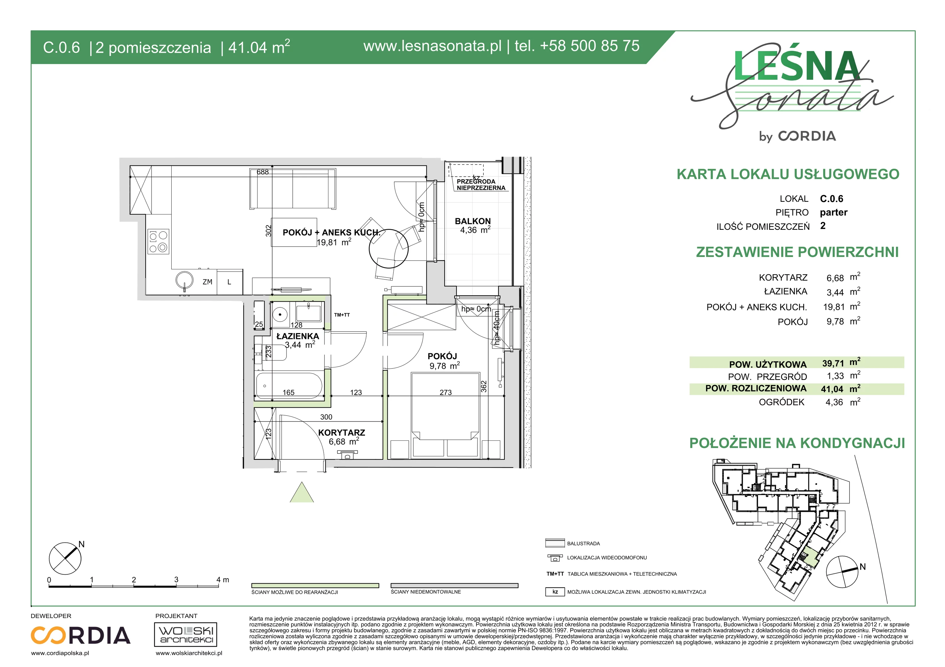 Lokal użytkowy 41,04 m², oferta nr LU -C-0.6, Leśna Sonata - lokale użytkowe, Sopot, Górny Sopot, Przylesie, ul. 23 Marca