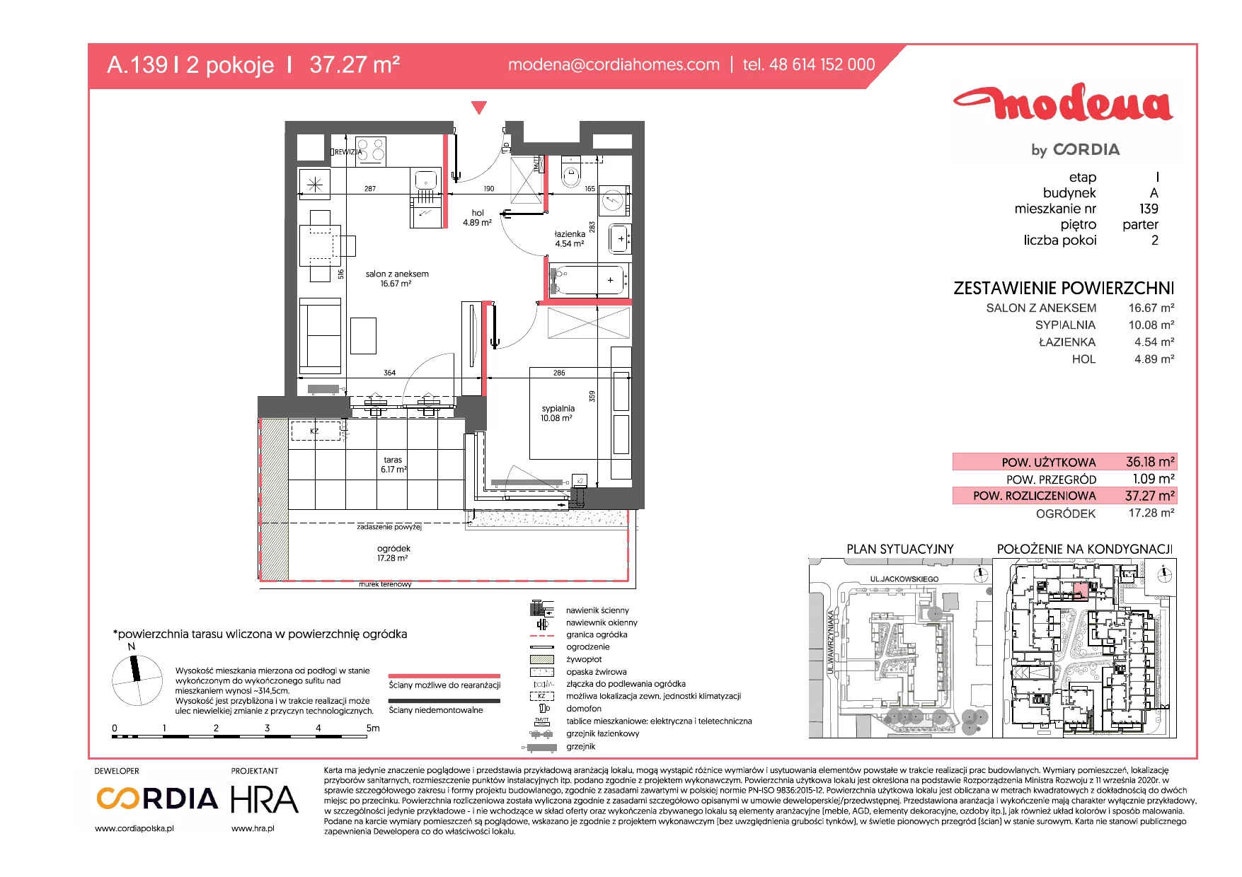 Mieszkanie 37,27 m², parter, oferta nr A.139, Modena, Poznań, Jeżyce, Jeżyce, ul. Jackowskiego 24